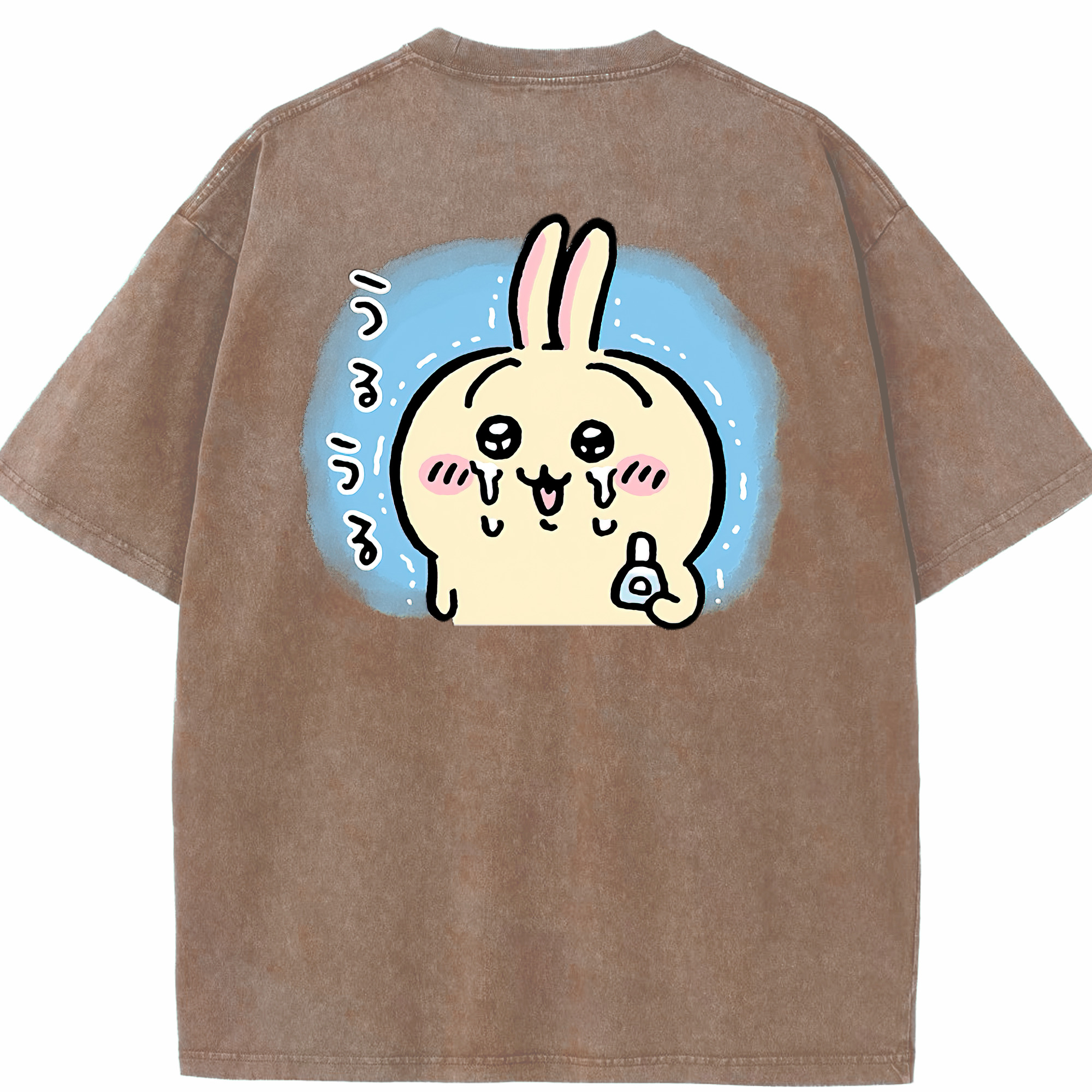 （画像用） ちいかわ うさぎ Chii-kawa usagi 綿100% ヴィンテージ風 半袖Tシャツ（背面プリント）