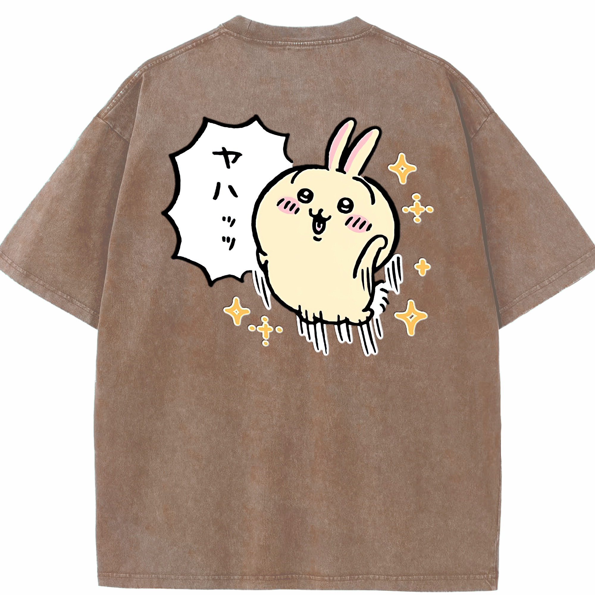 （画像用） ちいかわ うさぎ Chii-kawa usagi 綿100% ヴィンテージ風 半袖Tシャツ（背面プリント）