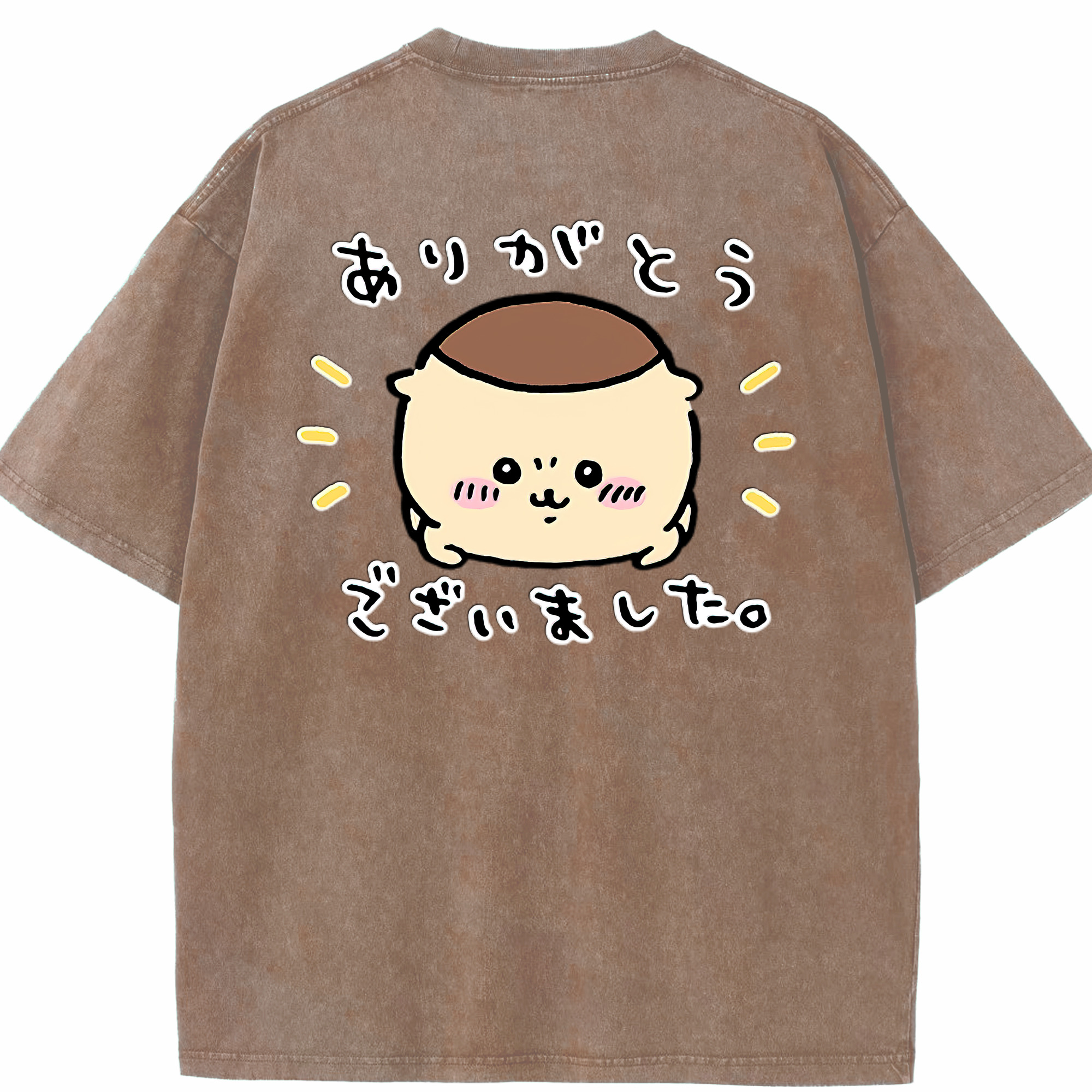 （画像用） ちいかわ くりまんじゅう Chii-kawa kuri manjū 綿100% ヴィンテージ風 半袖Tシャツ（背面プリント）