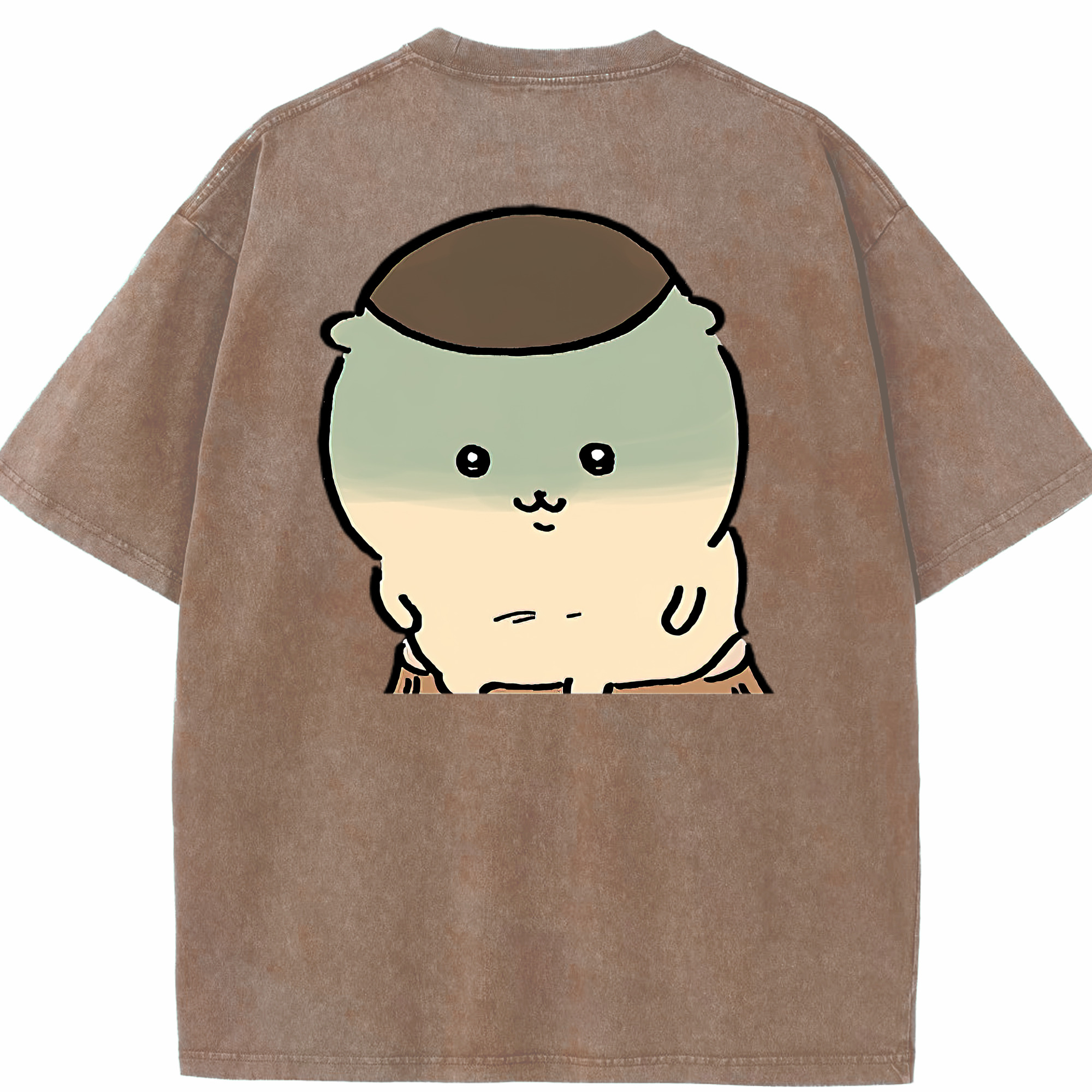 （画像用） ちいかわ くりまんじゅう Chii-kawa kuri manjū 綿100% ヴィンテージ風 半袖Tシャツ（背面プリント）
