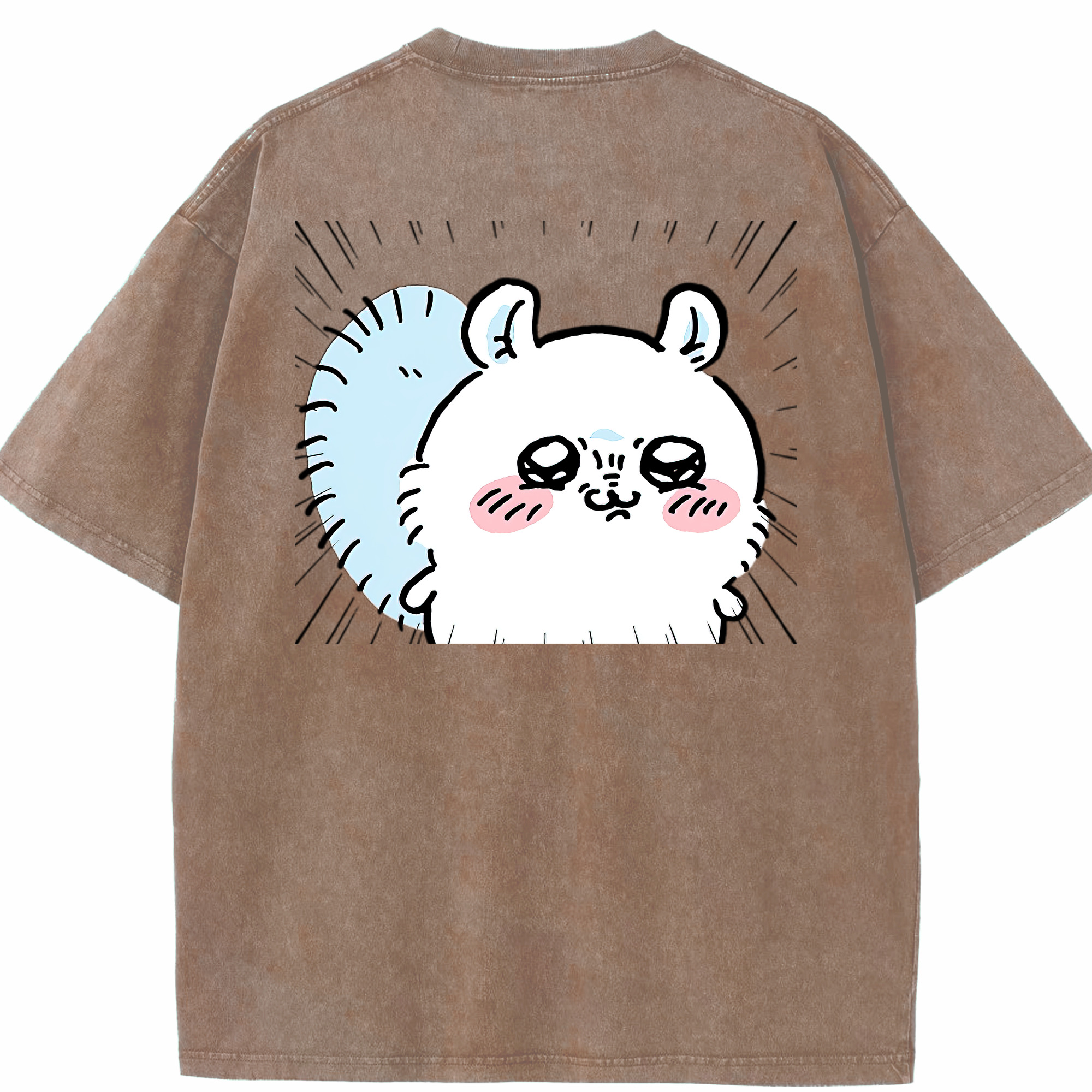 （画像用） ちいかわ モモンガ Chii-kawa Momonga 綿100% ヴィンテージ風 半袖Tシャツ（背面プリント）