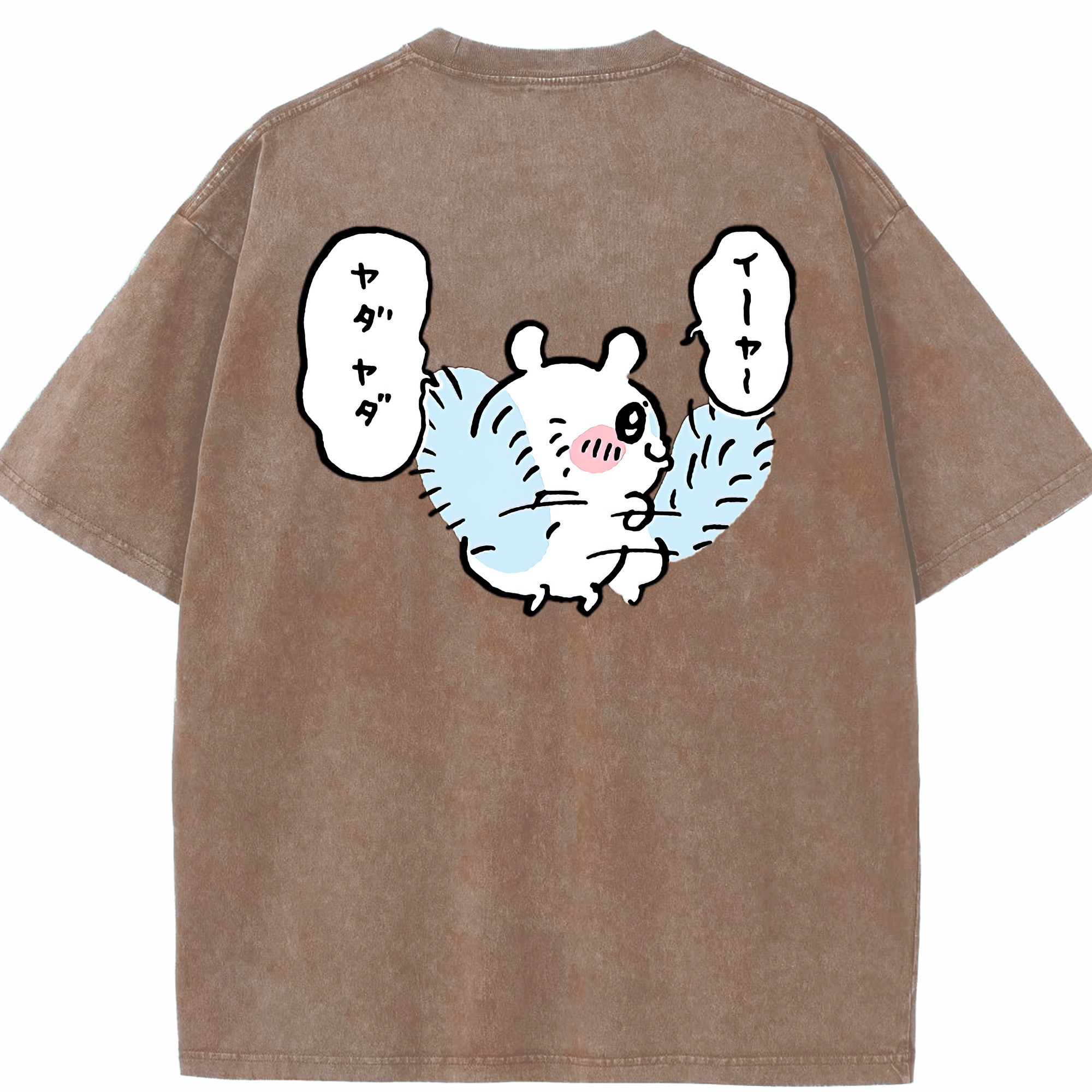 （画像用） ちいかわ モモンガ Chii-kawa Momonga 綿100% ヴィンテージ風 半袖Tシャツ（背面プリント）