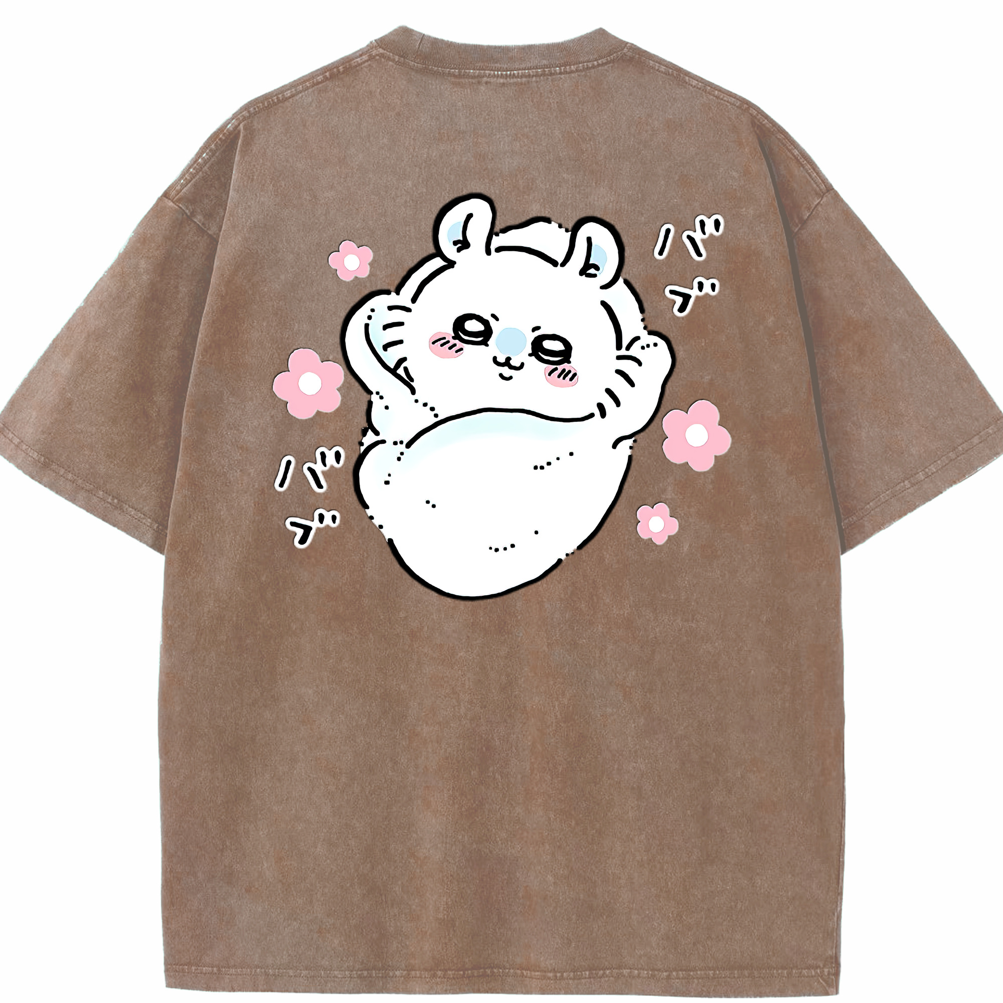 （画像用） ちいかわ モモンガ Chii-kawa Momonga 綿100% ヴィンテージ風 半袖Tシャツ（背面プリント）