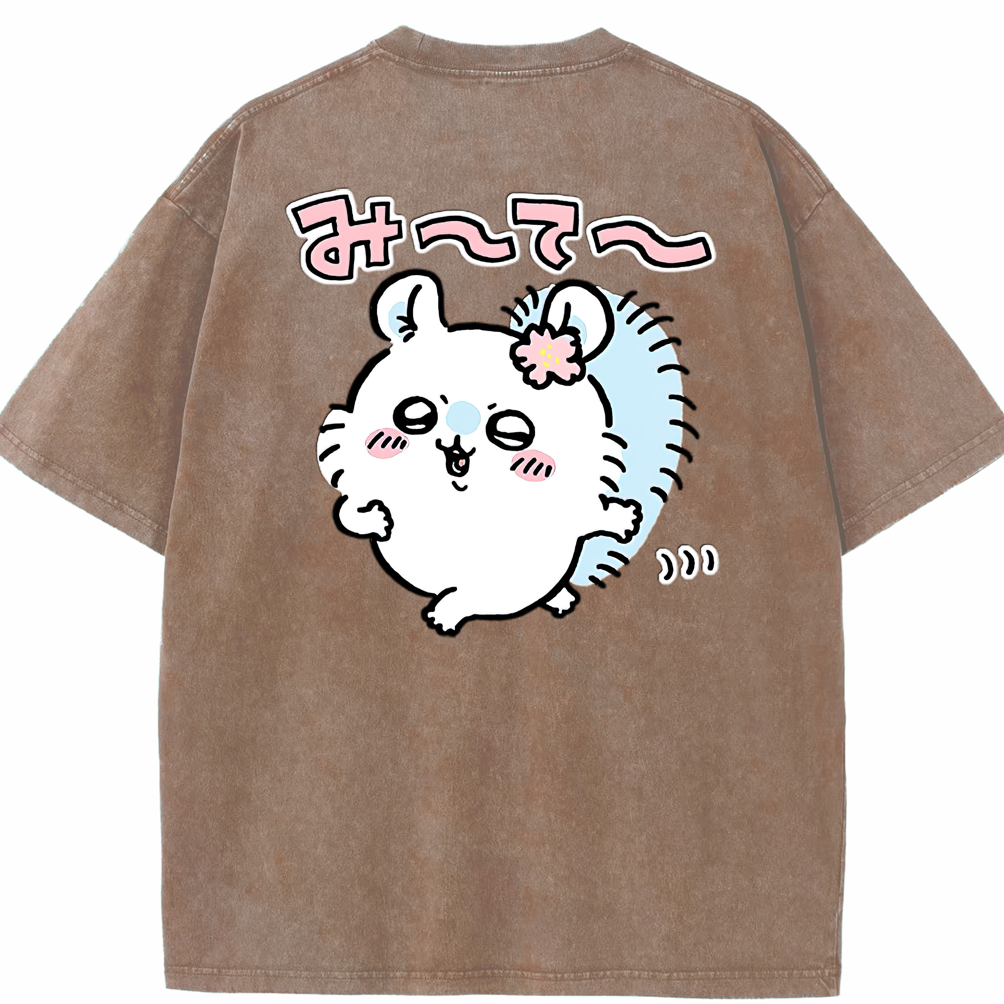 （画像用） ちいかわ モモンガ Chii-kawa Momonga 綿100% ヴィンテージ風 半袖Tシャツ（背面プリント）