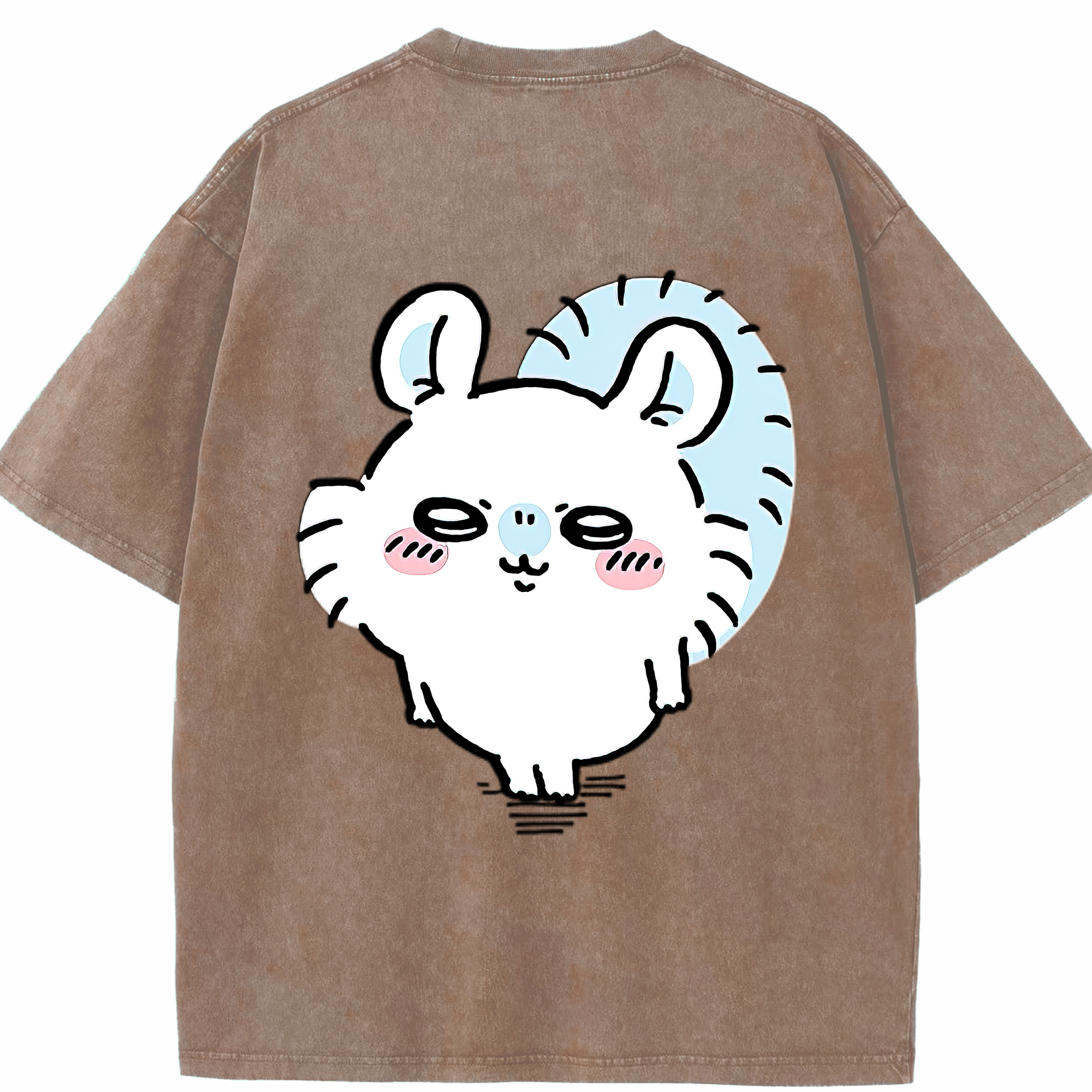 （画像用） ちいかわ モモンガ Chii-kawa Momonga 綿100% ヴィンテージ風 半袖Tシャツ（背面プリント）
