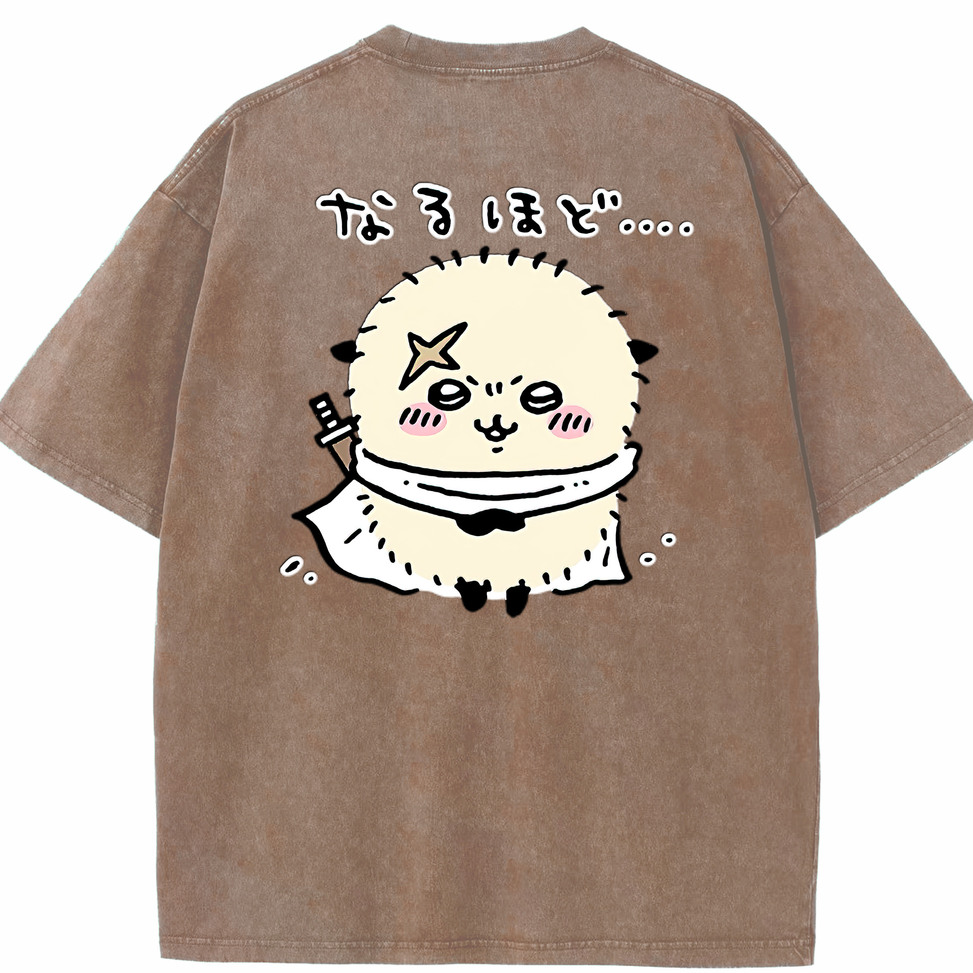 （画像用） ちいかわ ラッコ Chii-kawa Sea otter 綿100% ヴィンテージ風 半袖Tシャツ（背面プリント）