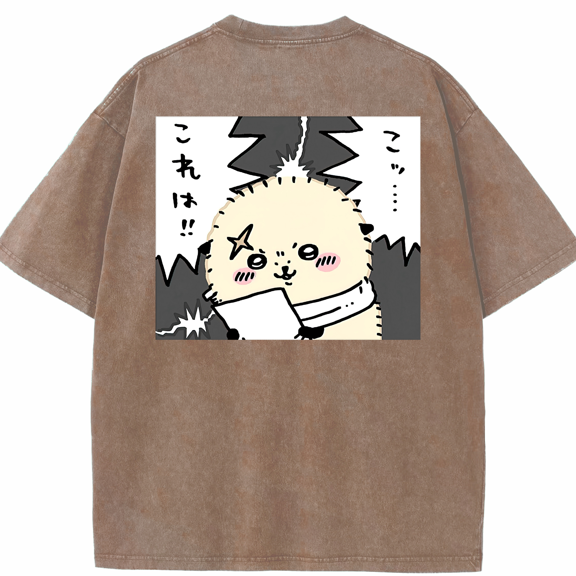 （画像用） ちいかわ ラッコ Chii-kawa Sea otter 綿100% ヴィンテージ風 半袖Tシャツ（背面プリント）