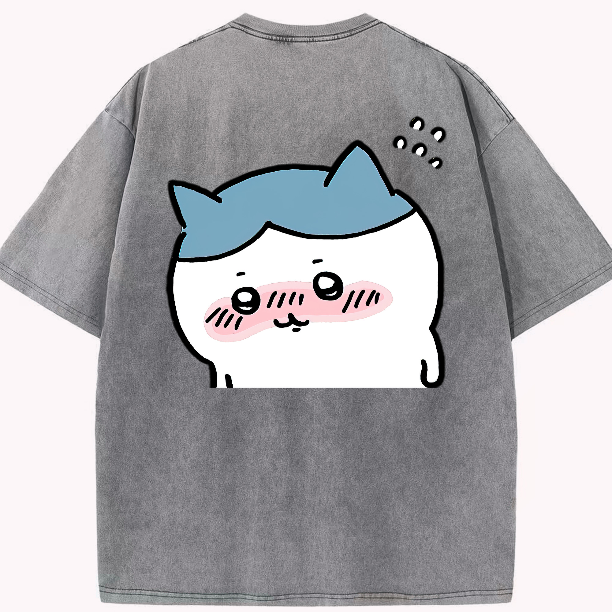 （画像用） ちいかわ ハチワレ Chii-kawa hachiware 綿100% ヴィンテージ風 半袖Tシャツ（背面プリント）