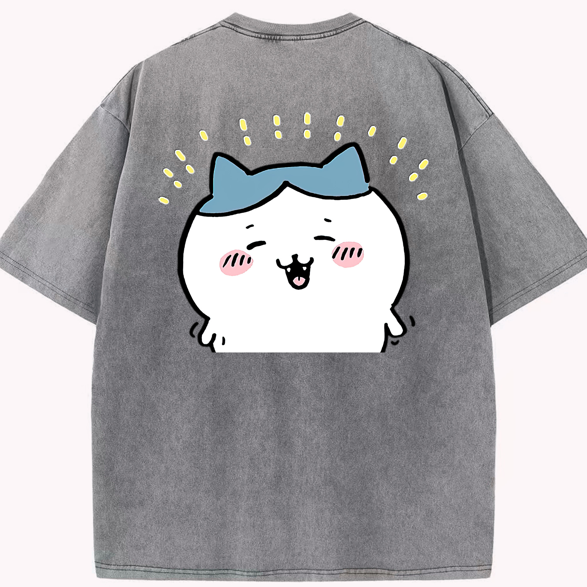 （画像用） ちいかわ ハチワレ Chii-kawa hachiware 綿100% ヴィンテージ風 半袖Tシャツ（背面プリント）
