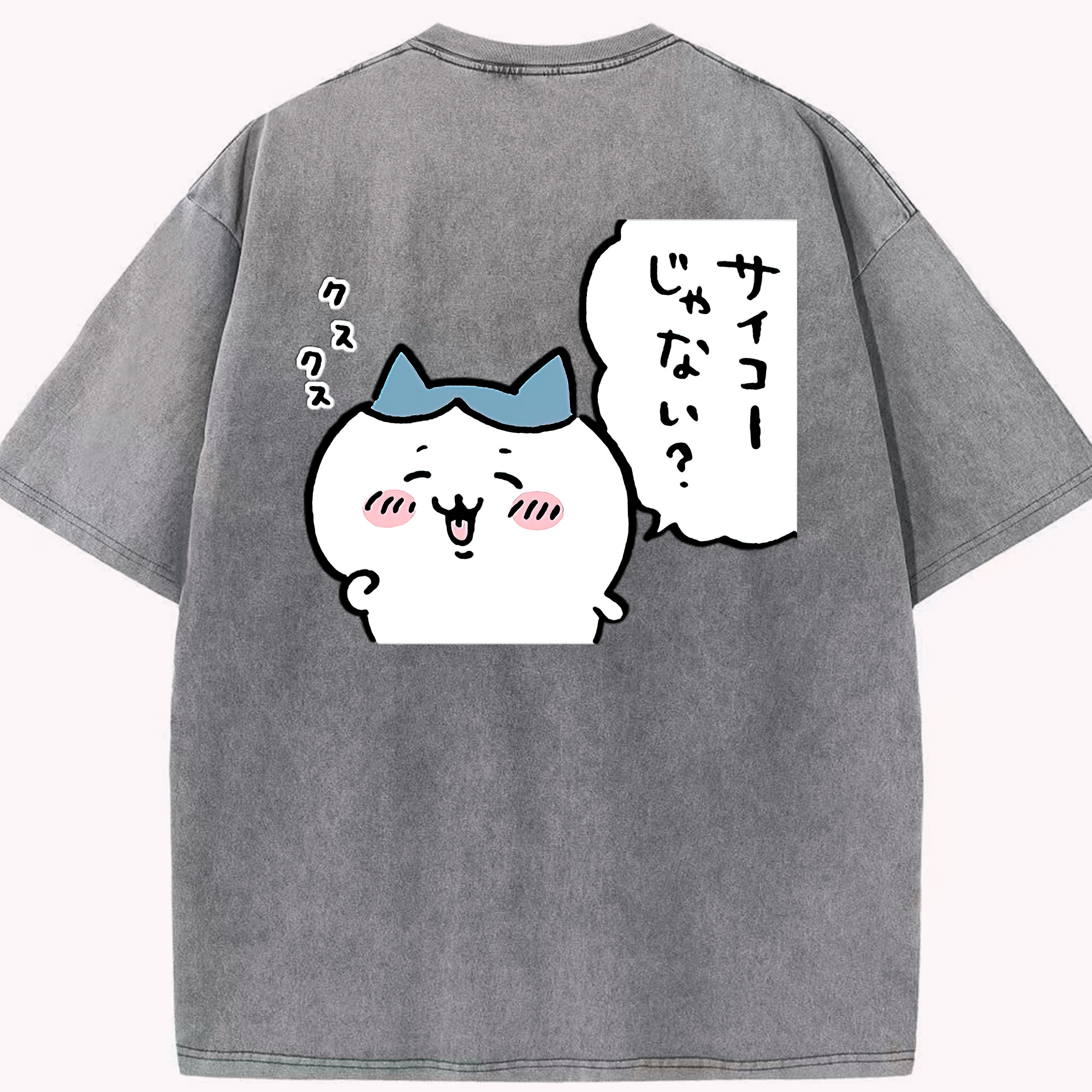 （画像用） ちいかわ ハチワレ Chii-kawa hachiware 綿100% ヴィンテージ風 半袖Tシャツ（背面プリント）