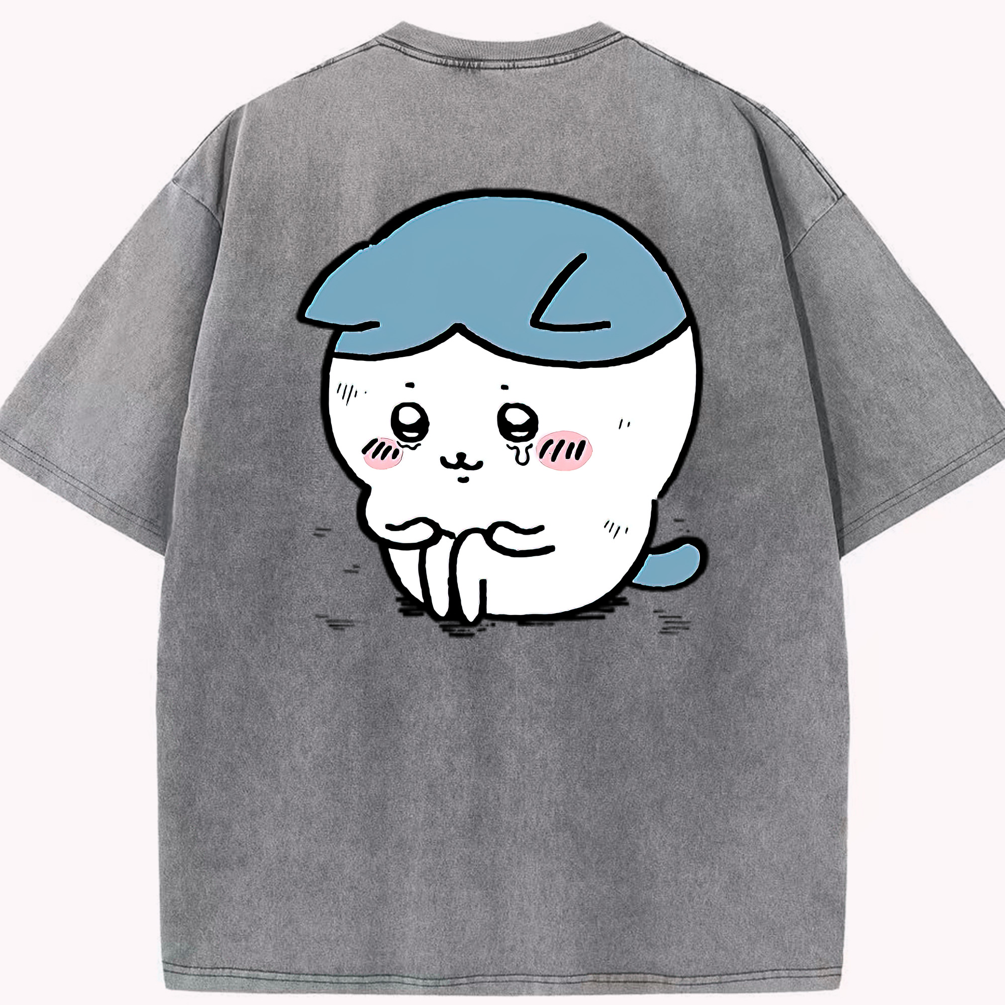 （画像用） ちいかわ ハチワレ Chii-kawa hachiware 綿100% ヴィンテージ風 半袖Tシャツ（背面プリント）