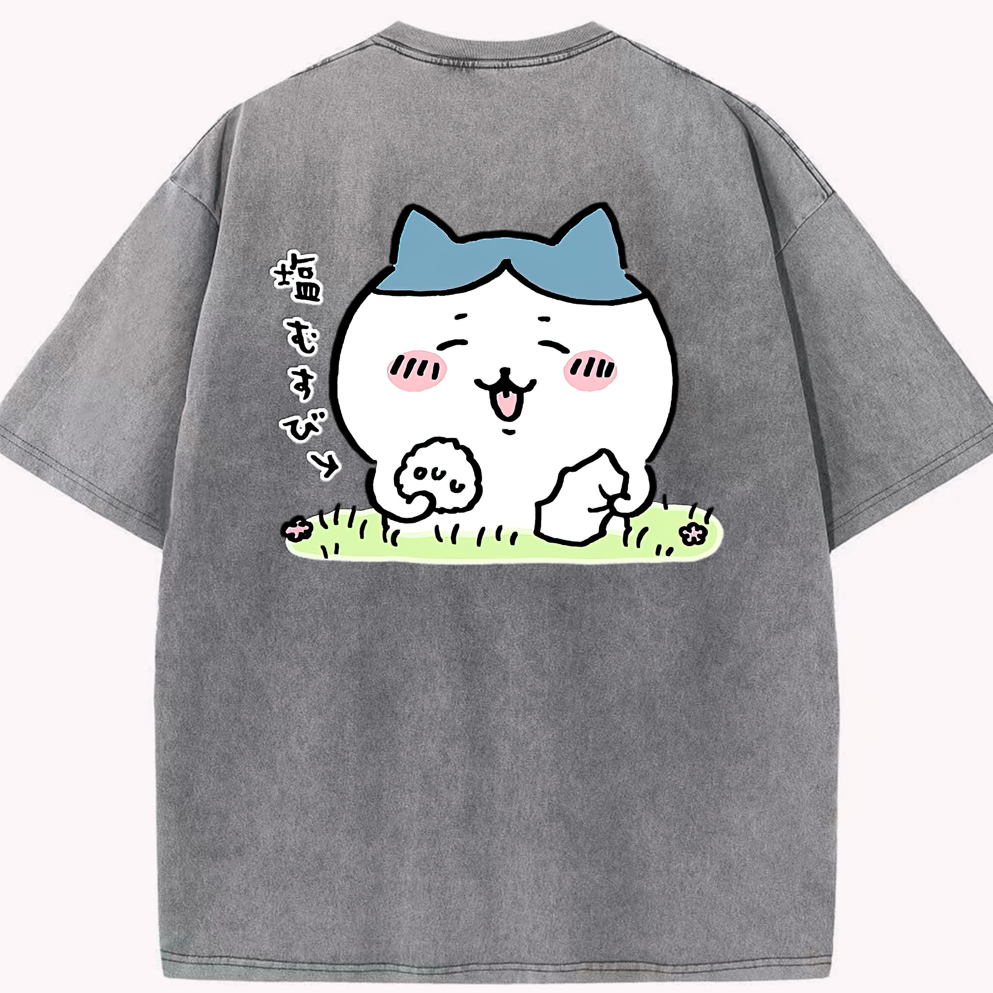 （画像用） ちいかわ ハチワレ Chii-kawa hachiware 綿100% ヴィンテージ風 半袖Tシャツ（背面プリント）