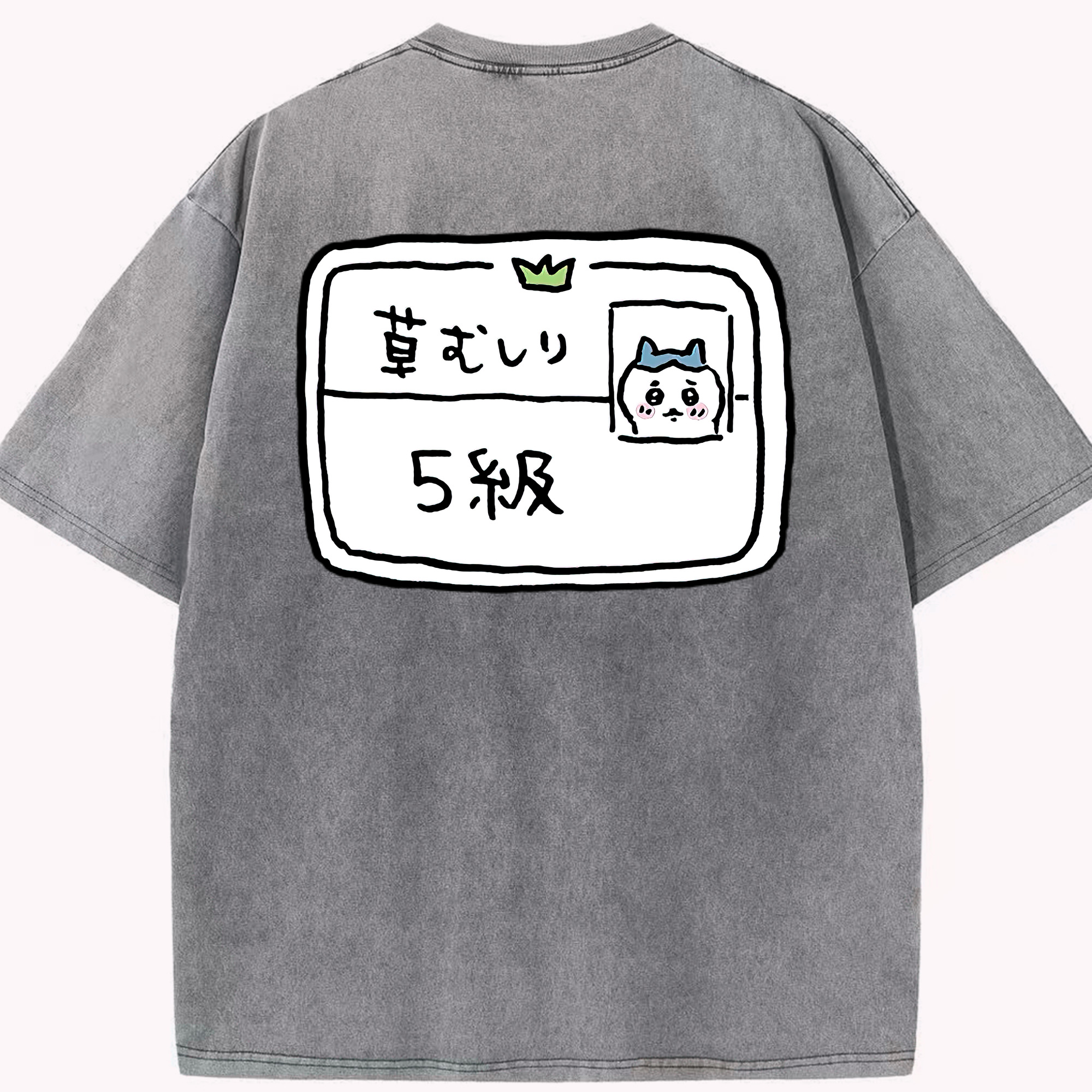 （画像用） ちいかわ ハチワレ Chii-kawa hachiware 綿100% ヴィンテージ風 半袖Tシャツ（背面プリント）