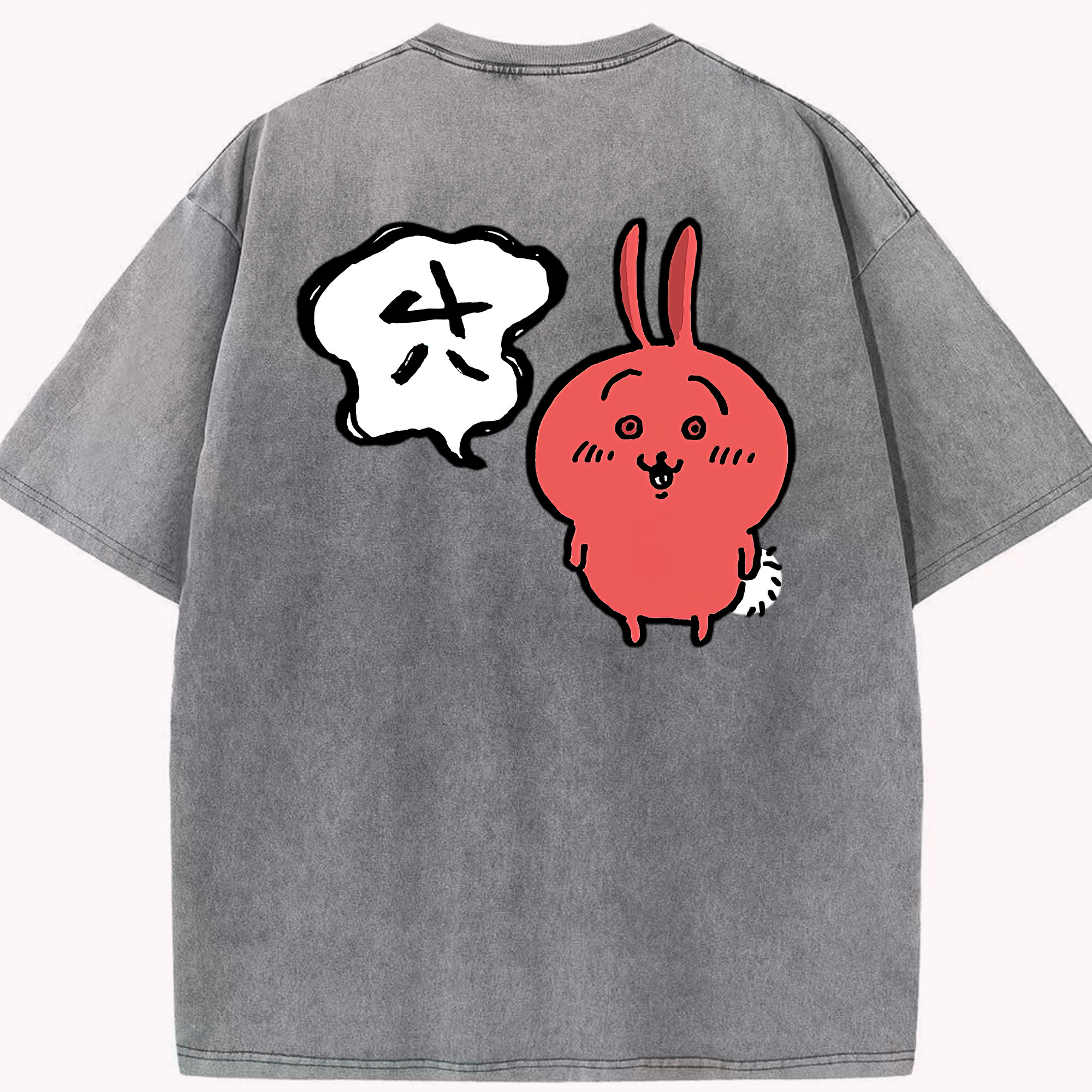 （画像用） ちいかわ ハチワレ Chii-kawa hachiware 綿100% ヴィンテージ風 半袖Tシャツ（背面プリント）