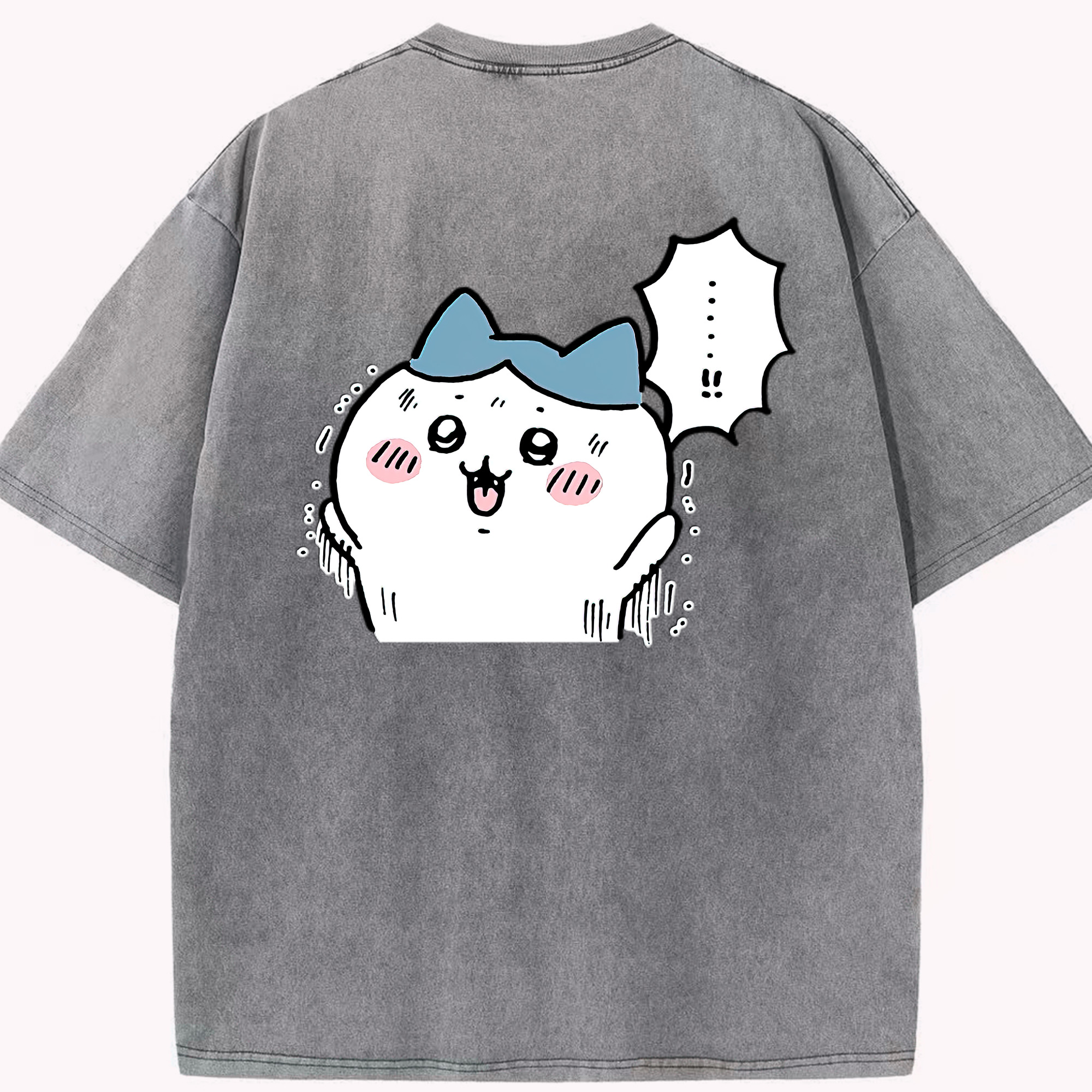（画像用） ちいかわ ハチワレ Chii-kawa hachiware 綿100% ヴィンテージ風 半袖Tシャツ（背面プリント）