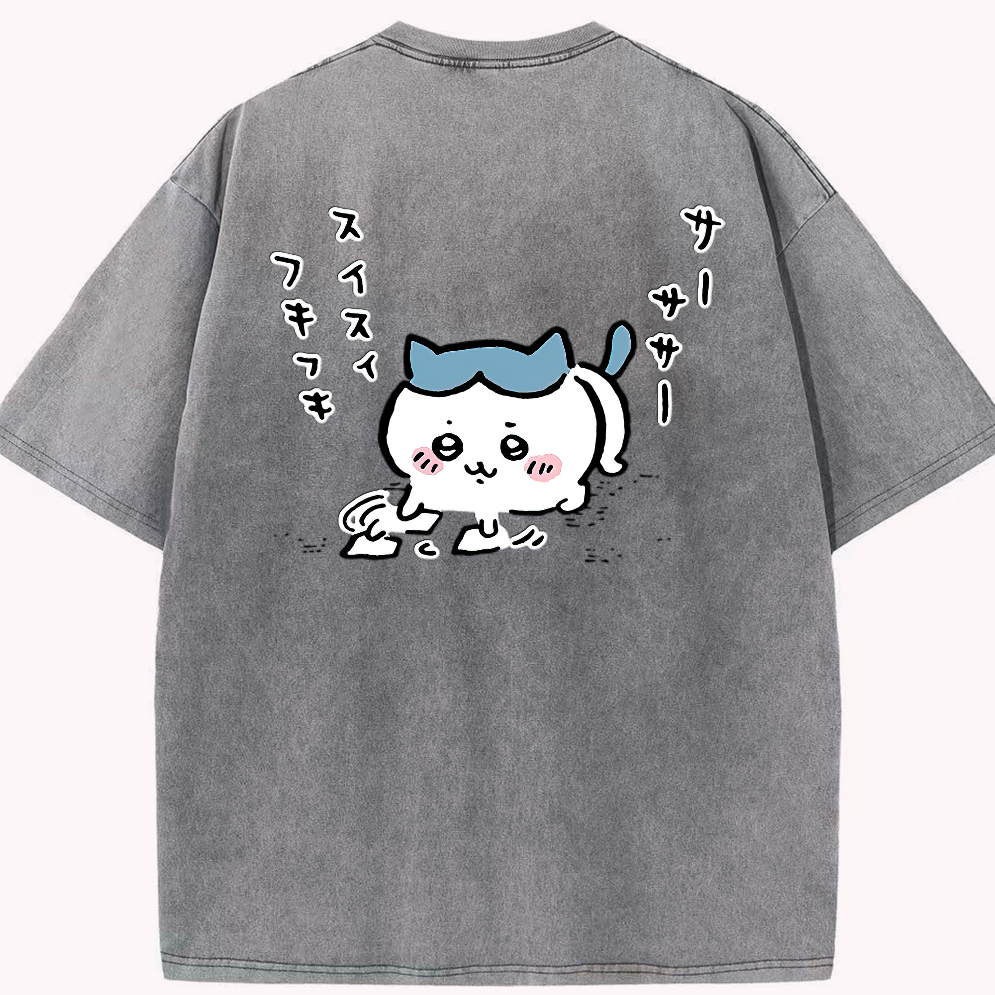 （画像用） ちいかわ ハチワレ Chii-kawa hachiware 綿100% ヴィンテージ風 半袖Tシャツ（背面プリント）