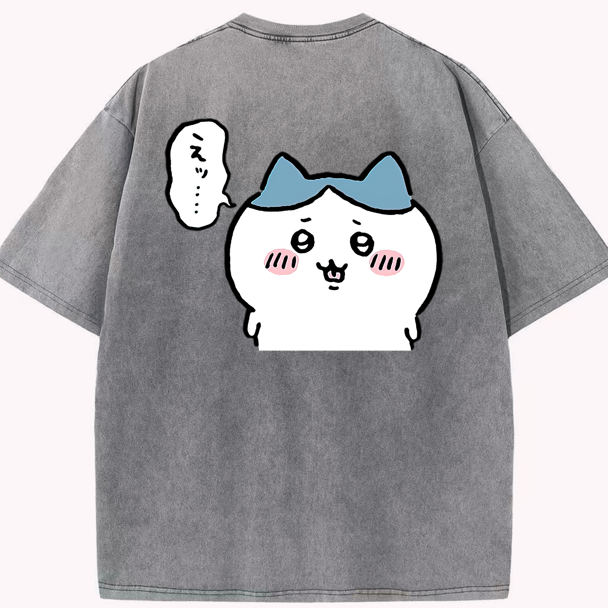 （画像用） ちいかわ ハチワレ Chii-kawa hachiware 綿100% ヴィンテージ風 半袖Tシャツ（背面プリント）