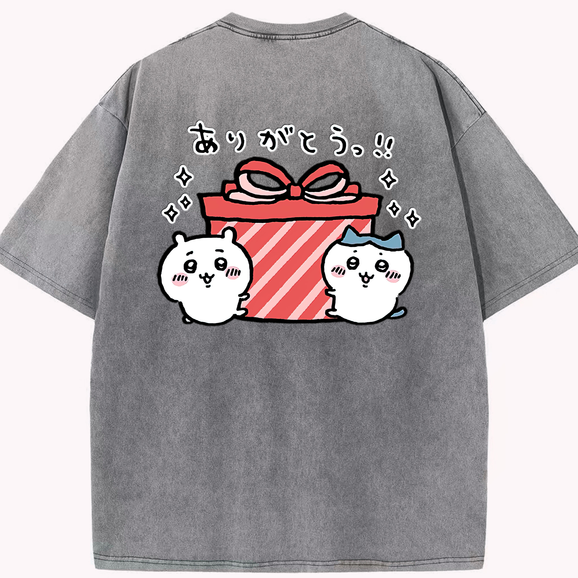（画像用） ちいかわ ハチワレ Chii-kawa hachiware 綿100% ヴィンテージ風 半袖Tシャツ（背面プリント）
