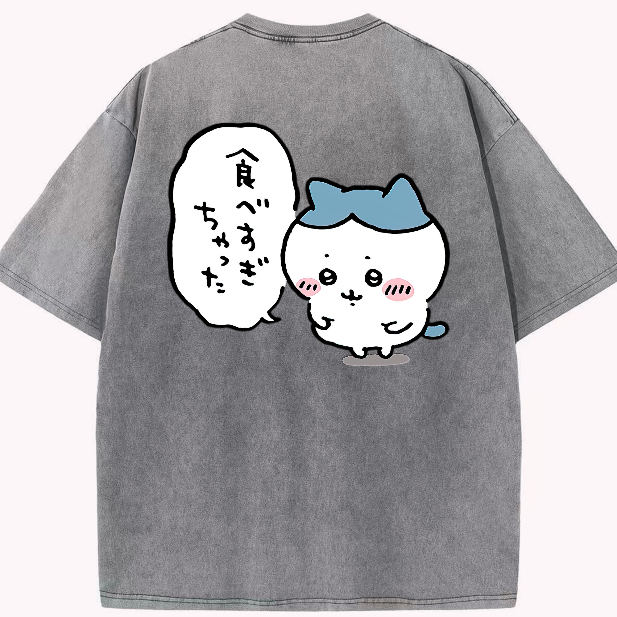 （画像用） ちいかわ ハチワレ Chii-kawa hachiware 綿100% ヴィンテージ風 半袖Tシャツ（背面プリント）
