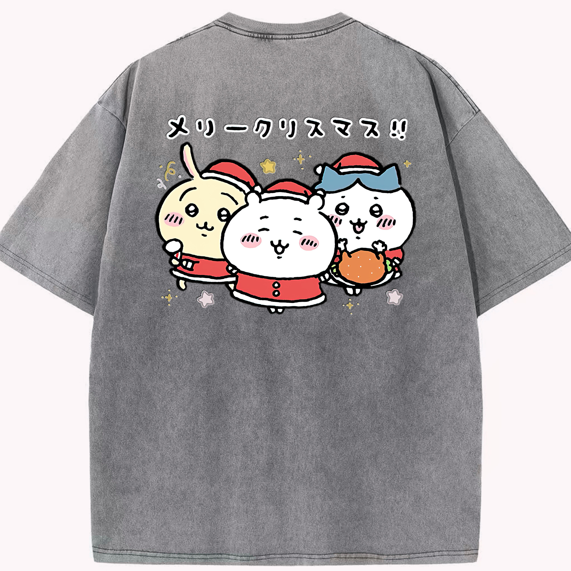 （画像用） ちいかわ ハチワレ Chii-kawa hachiware 綿100% ヴィンテージ風 半袖Tシャツ（背面プリント）