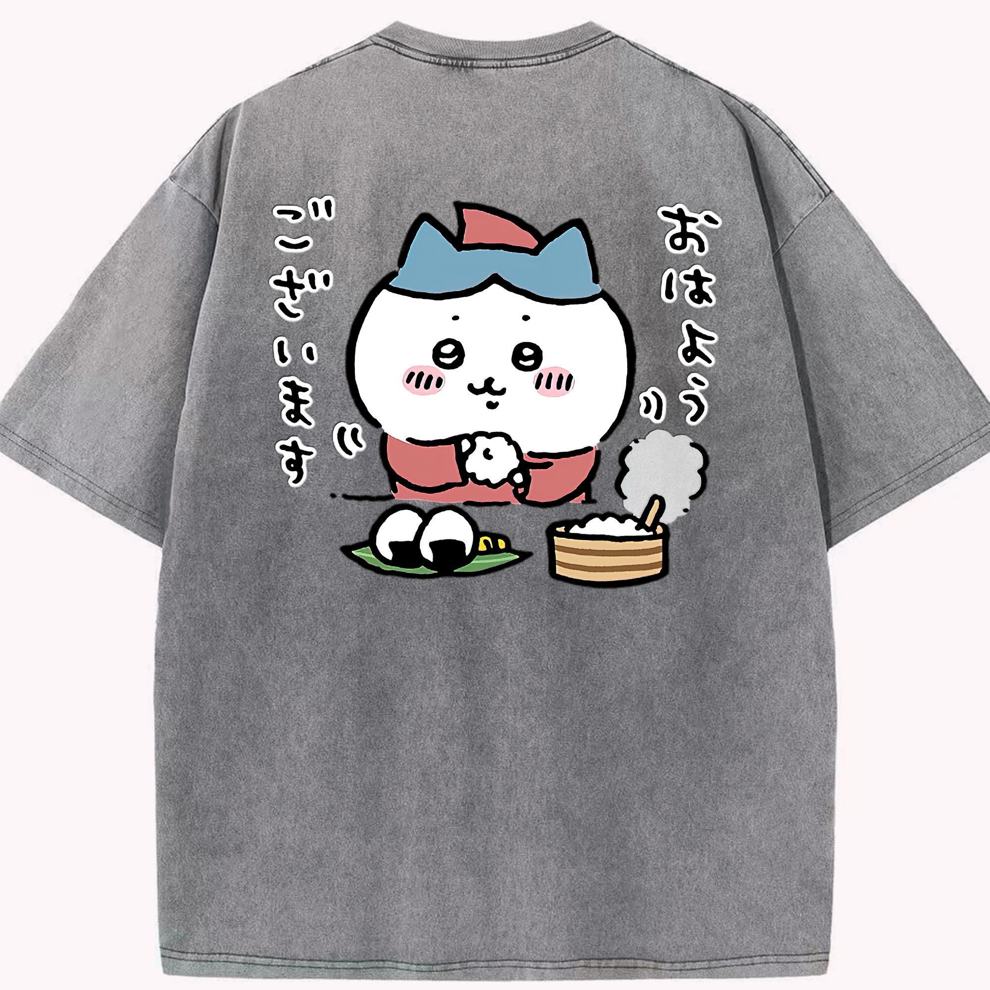 （画像用） ちいかわ ハチワレ Chii-kawa hachiware 綿100% ヴィンテージ風 半袖Tシャツ（背面プリント）