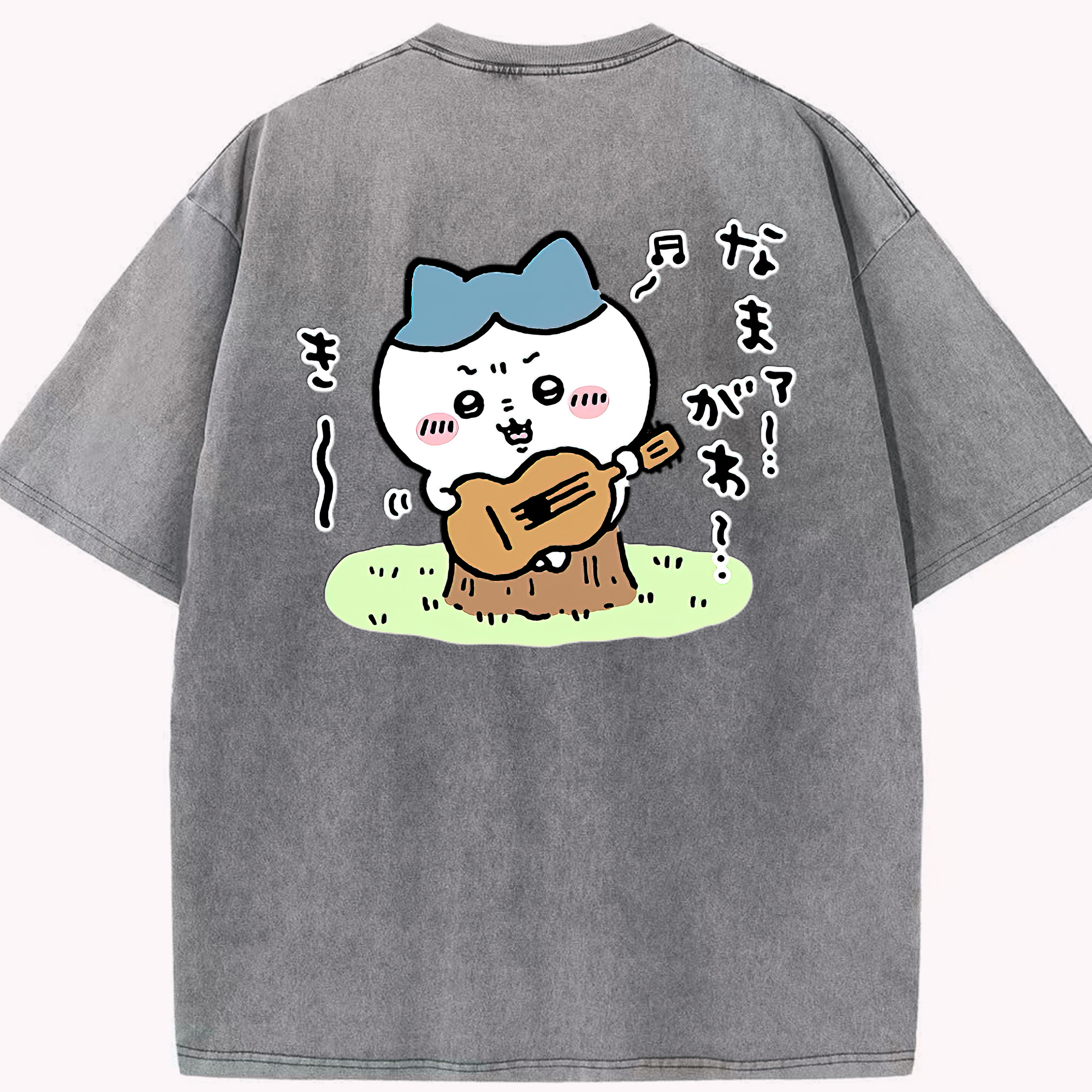 （画像用） ちいかわ ハチワレ Chii-kawa hachiware 綿100% ヴィンテージ風 半袖Tシャツ（背面プリント）