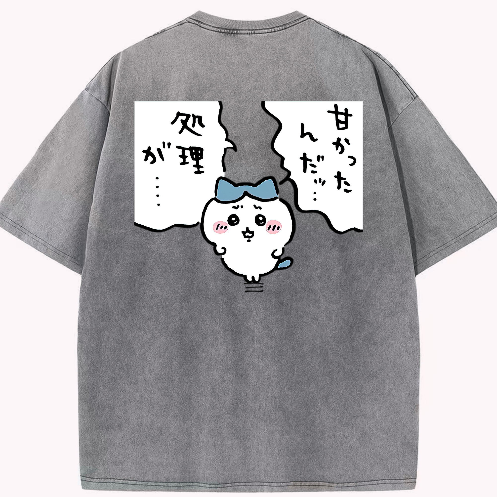 （画像用） ちいかわ ハチワレ Chii-kawa hachiware 綿100% ヴィンテージ風 半袖Tシャツ（背面プリント）