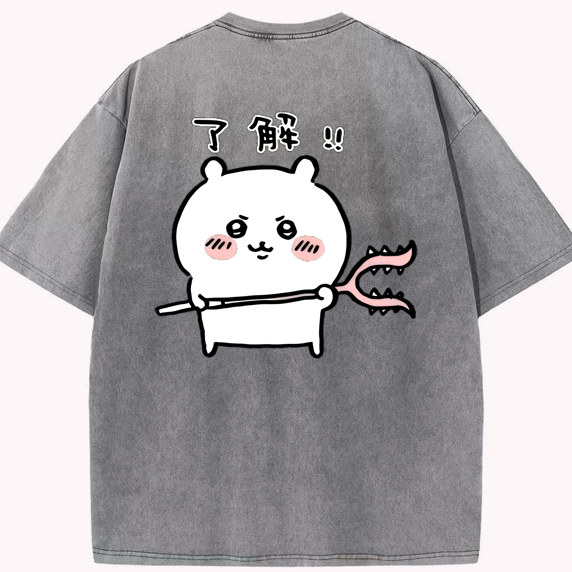 （画像用） ちいかわ ちいかわ Chii-kawa chiikawa 綿100% ヴィンテージ風 半袖Tシャツ（背面プリント）