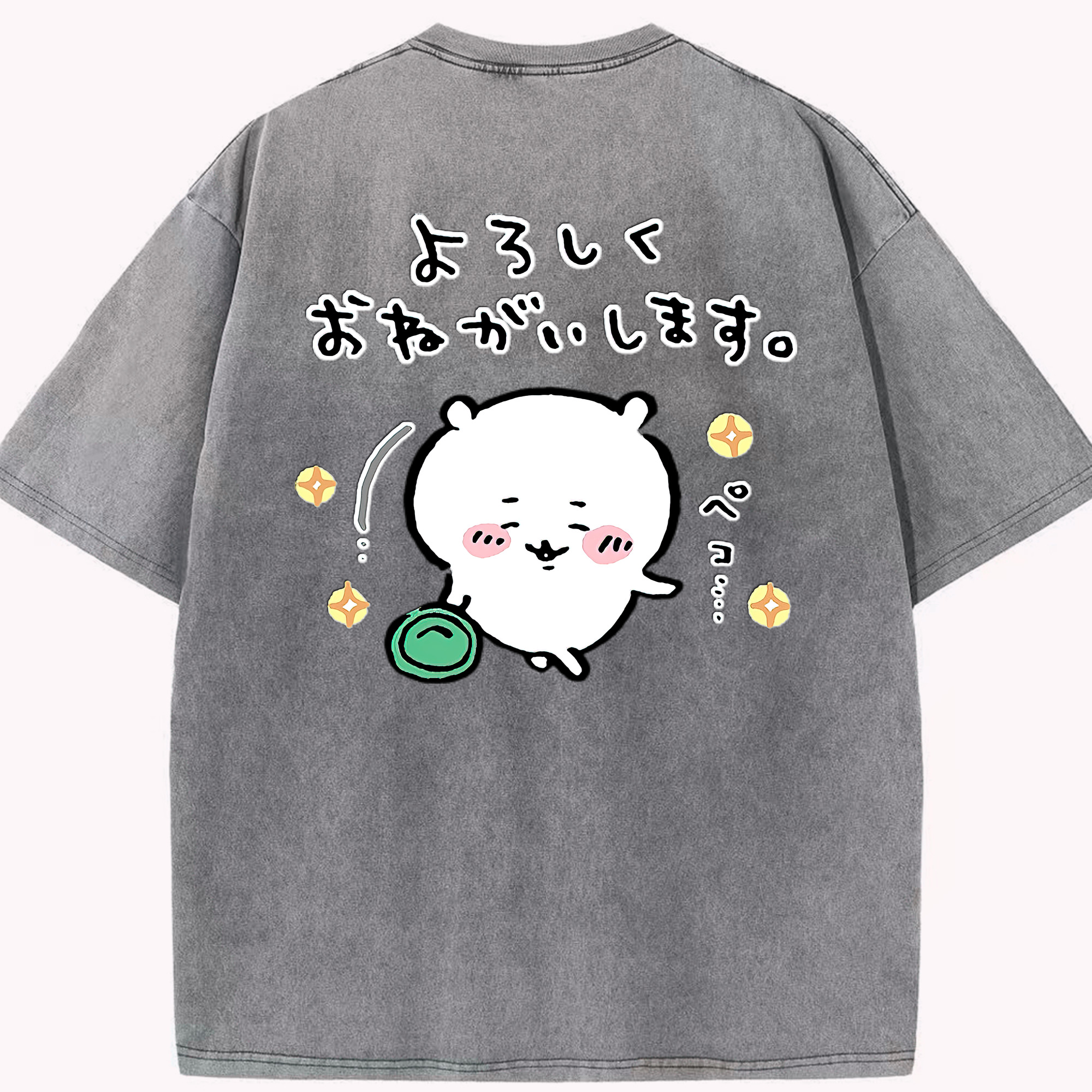 （画像用） ちいかわ ちいかわ Chii-kawa chiikawa 綿100% ヴィンテージ風 半袖Tシャツ（背面プリント）