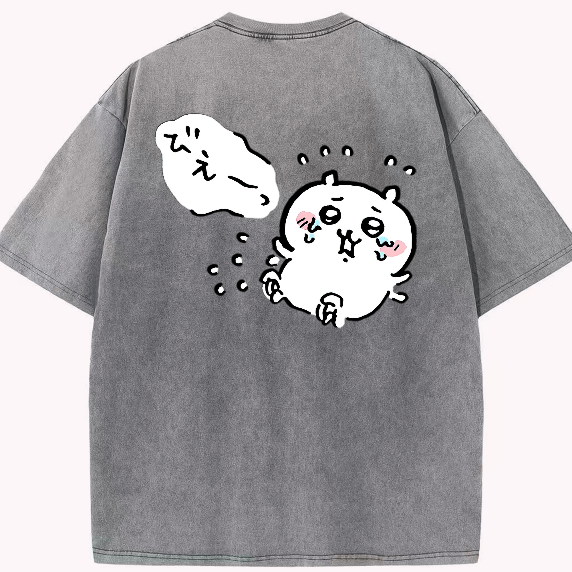 （画像用） ちいかわ ちいかわ Chii-kawa chiikawa 綿100% ヴィンテージ風 半袖Tシャツ（背面プリント）