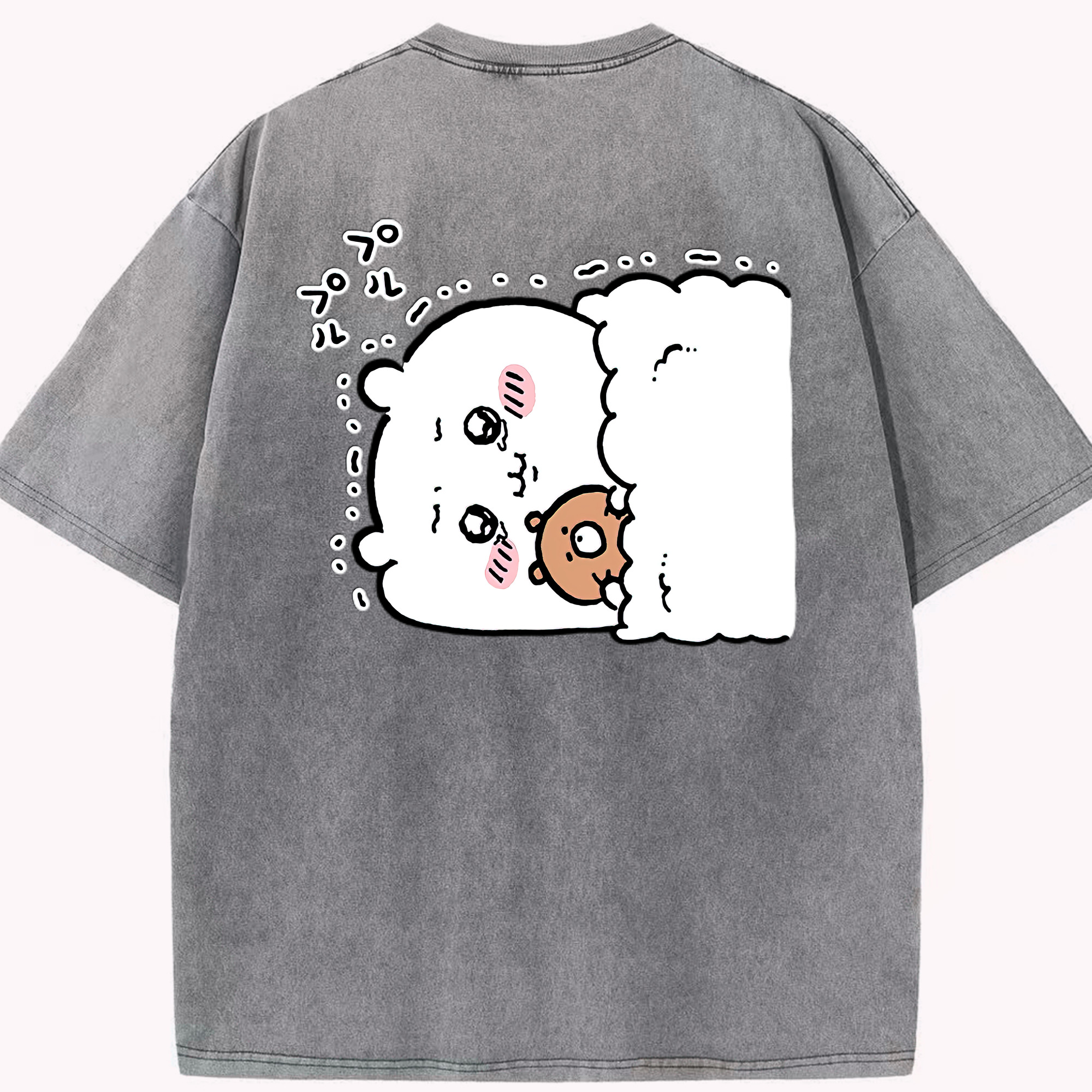（画像用） ちいかわ ちいかわ Chii-kawa chiikawa 綿100% ヴィンテージ風 半袖Tシャツ（背面プリント）