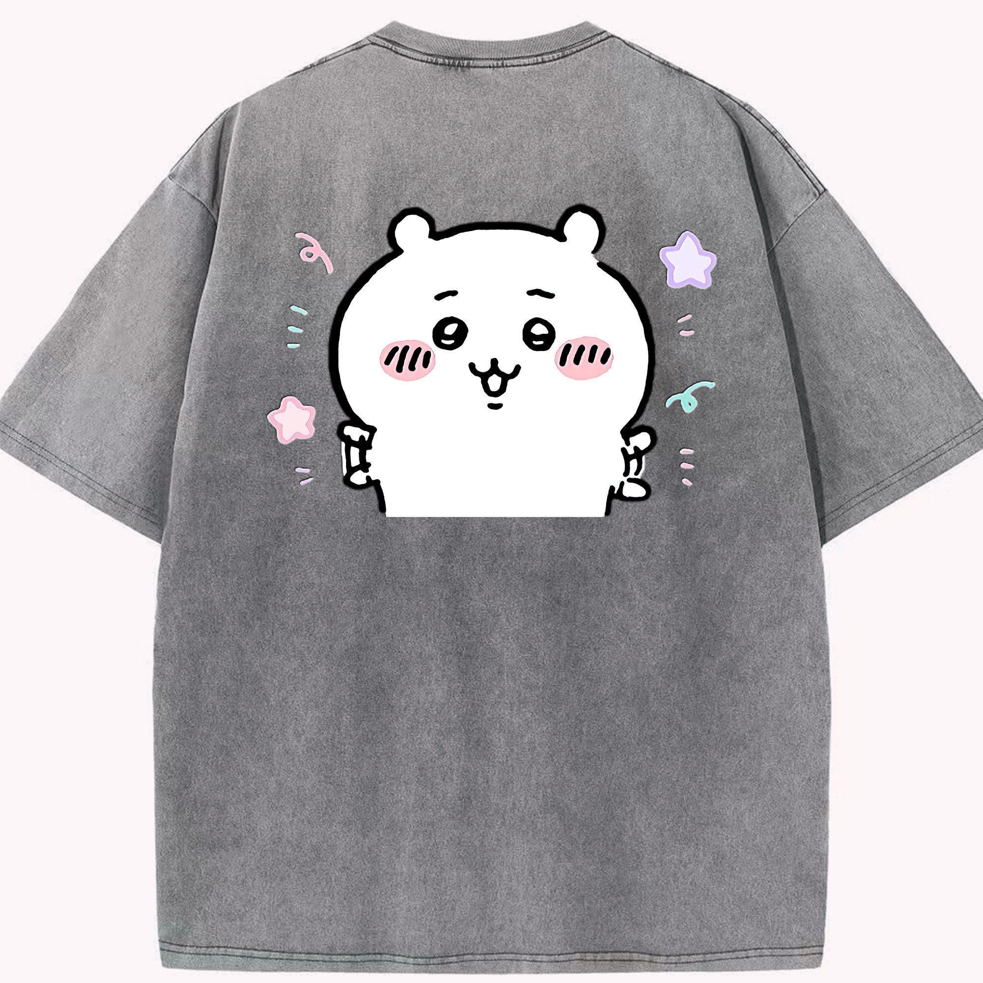 （画像用） ちいかわ ちいかわ Chii-kawa chiikawa 綿100% ヴィンテージ風 半袖Tシャツ（背面プリント）