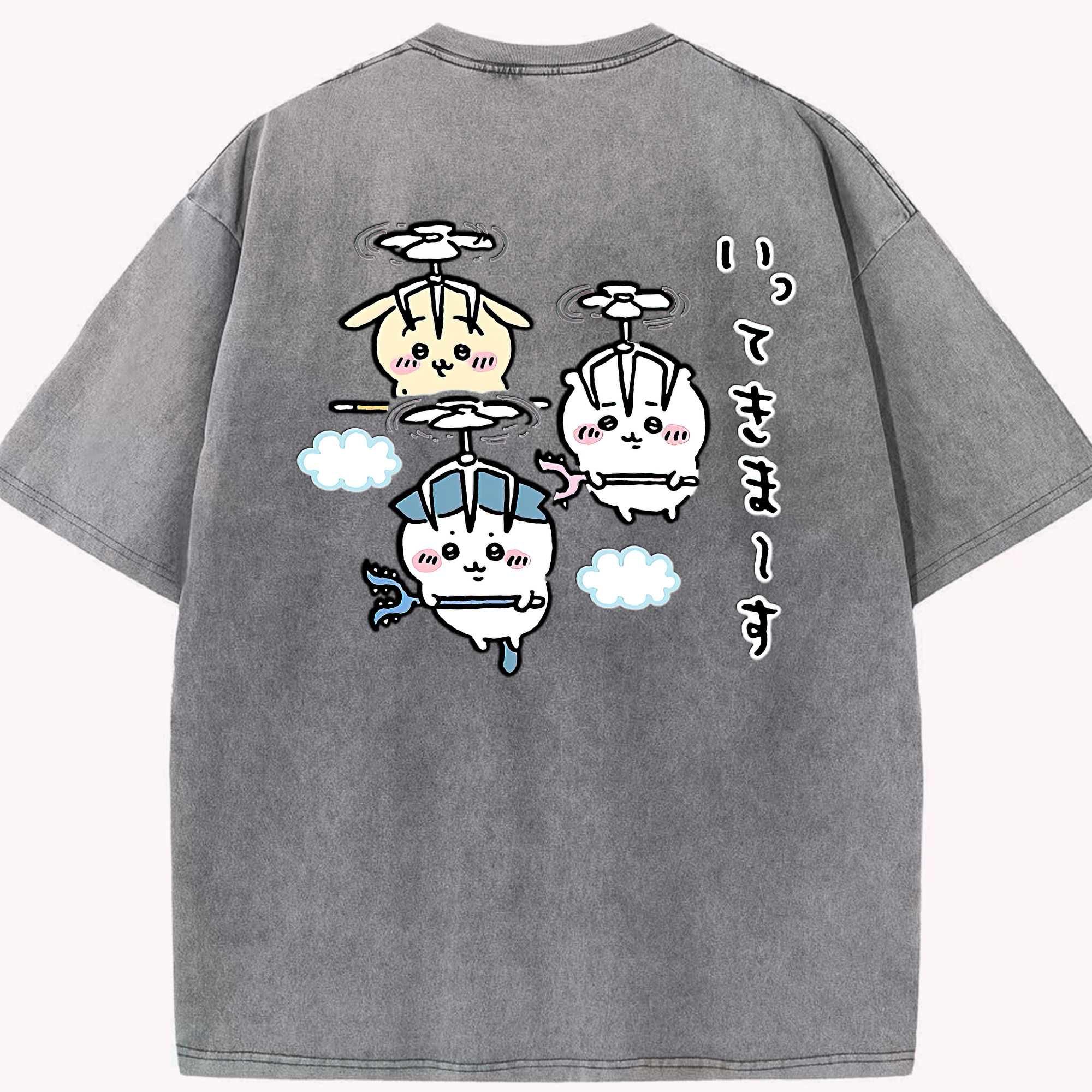 （画像用） ちいかわ ちいかわ Chii-kawa chiikawa 綿100% ヴィンテージ風 半袖Tシャツ（背面プリント）