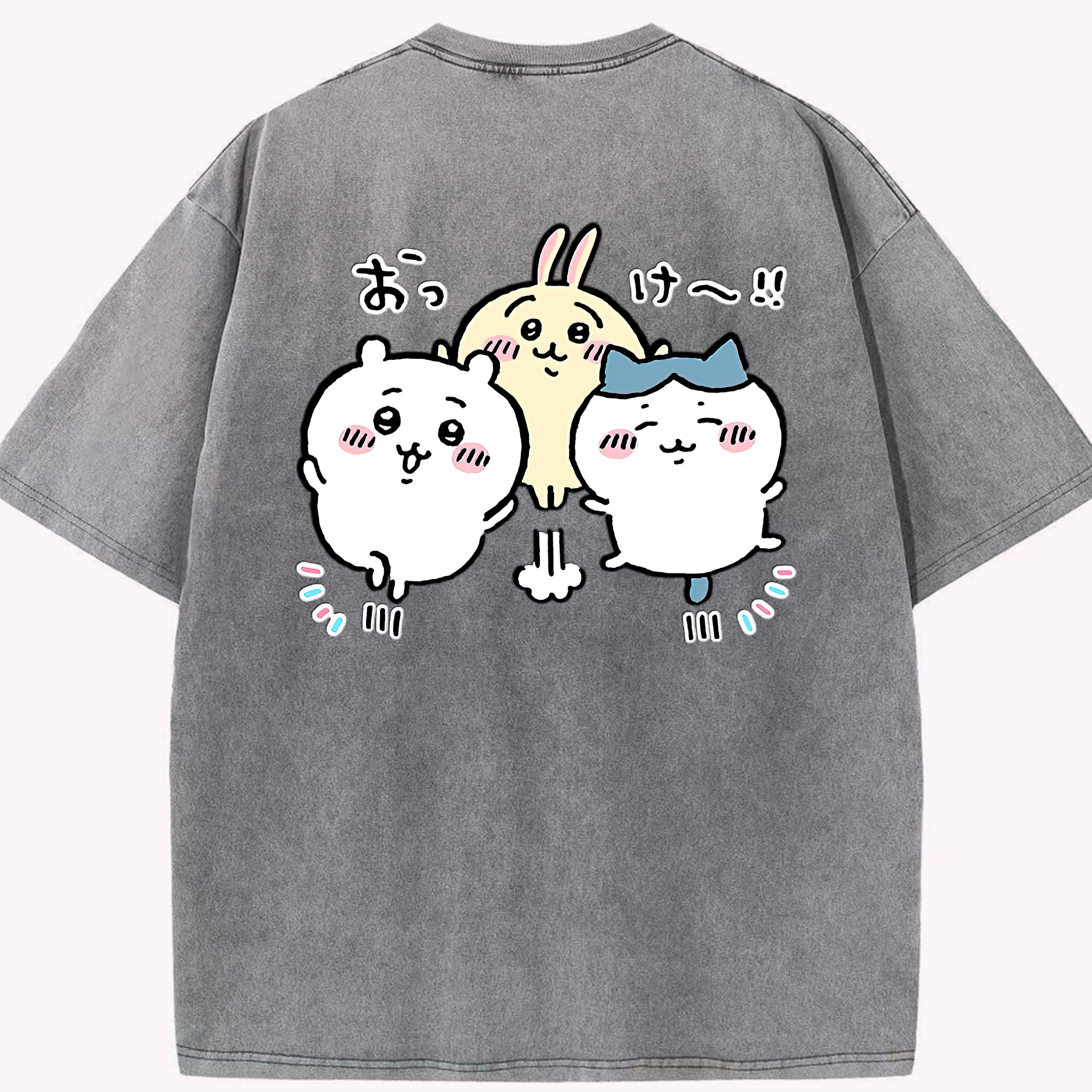 （画像用） ちいかわ ちいかわ Chii-kawa chiikawa 綿100% ヴィンテージ風 半袖Tシャツ（背面プリント）