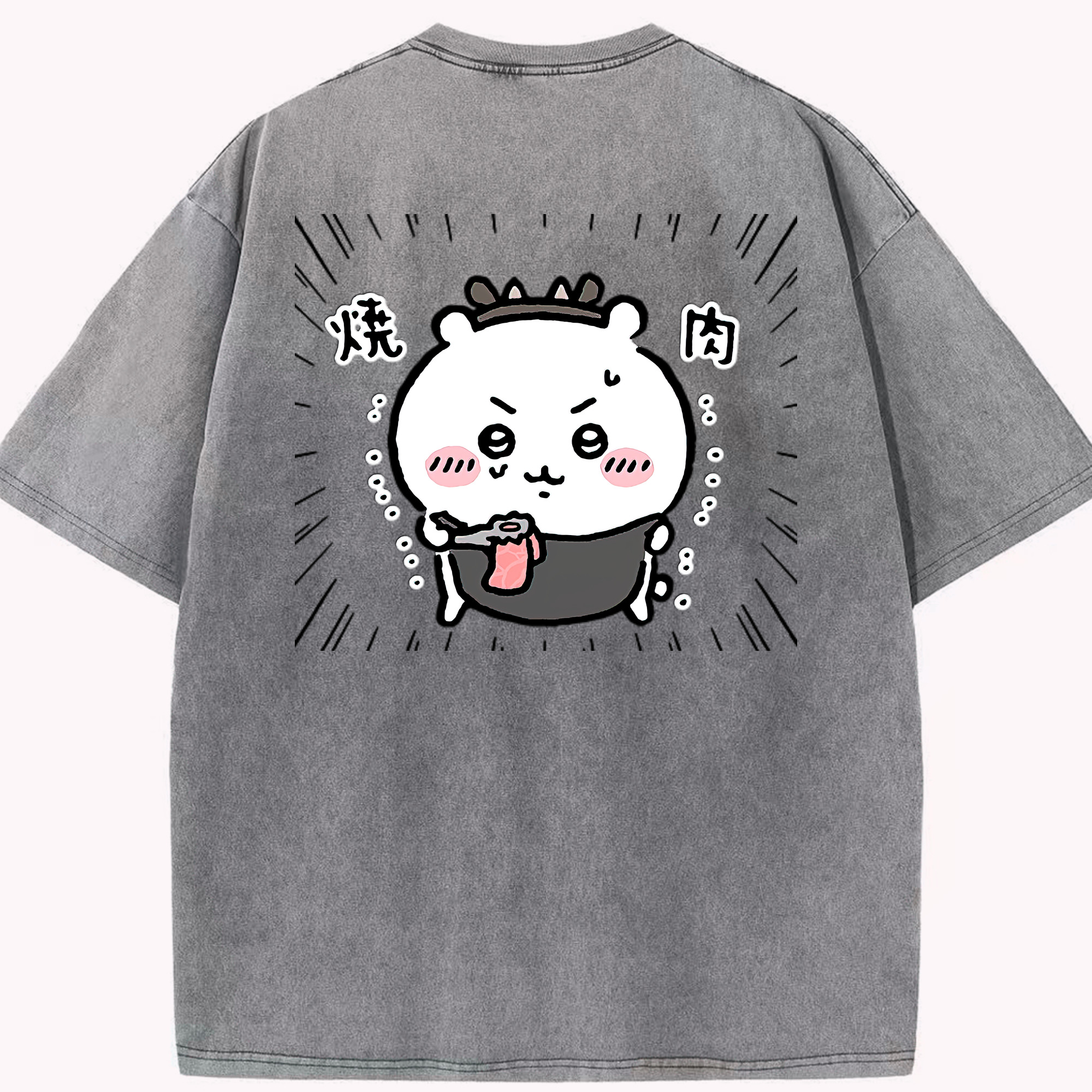 （画像用） ちいかわ ちいかわ Chii-kawa chiikawa 綿100% ヴィンテージ風 半袖Tシャツ（背面プリント）