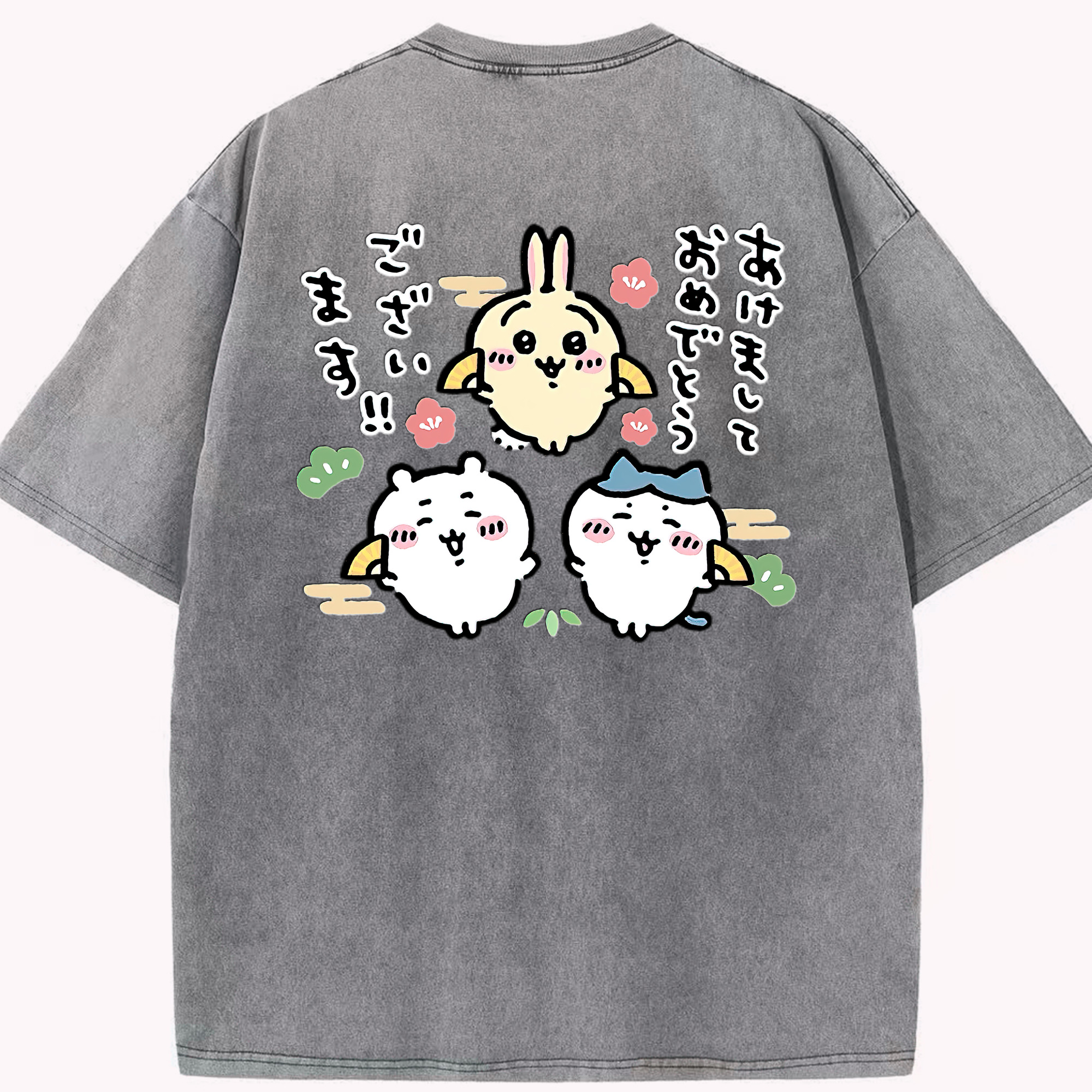（画像用） ちいかわ ちいかわ Chii-kawa chiikawa 綿100% ヴィンテージ風 半袖Tシャツ（背面プリント）