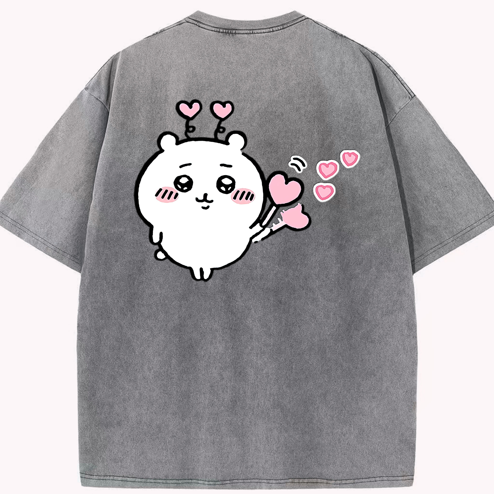 （画像用） ちいかわ ちいかわ Chii-kawa chiikawa 綿100% ヴィンテージ風 半袖Tシャツ（背面プリント）