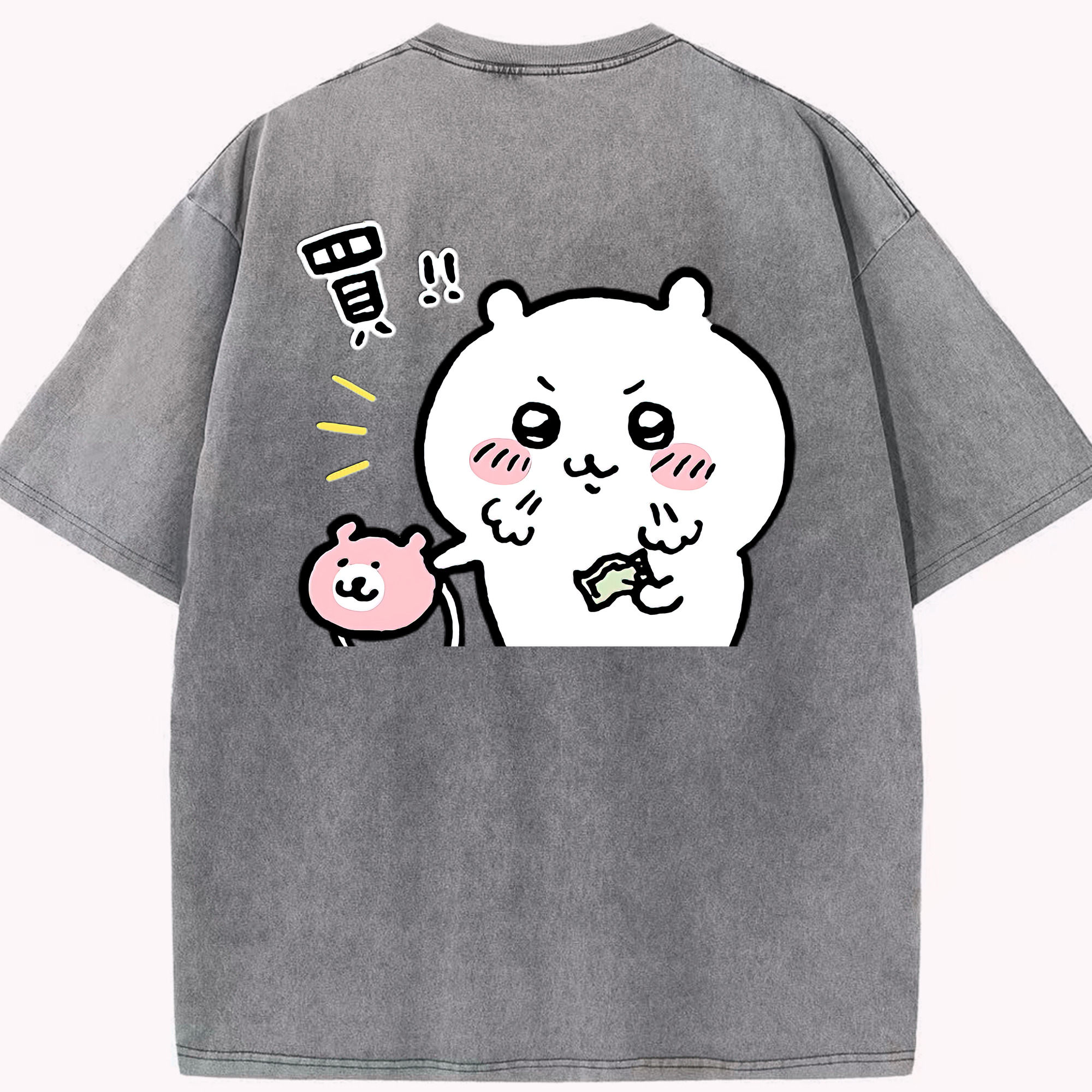 （画像用） ちいかわ ちいかわ Chii-kawa chiikawa 綿100% ヴィンテージ風 半袖Tシャツ（背面プリント）