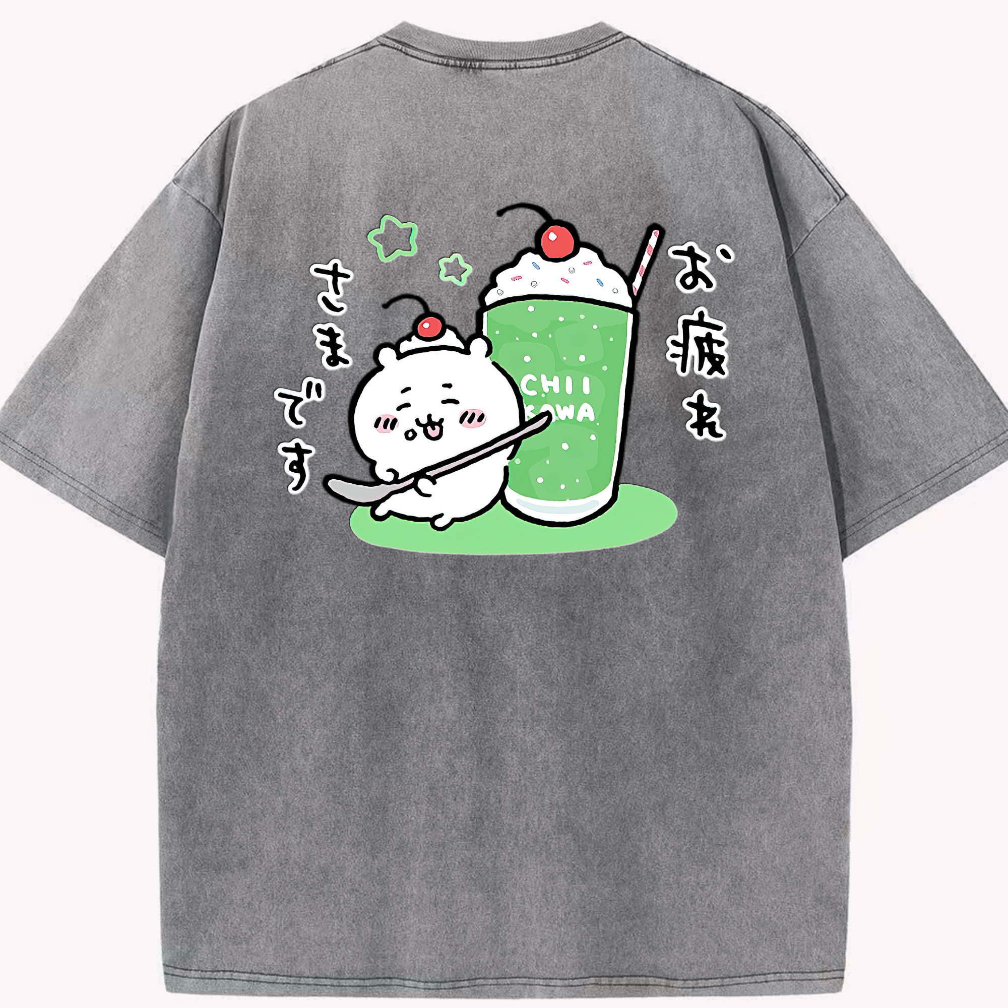 （画像用） ちいかわ ちいかわ Chii-kawa chiikawa 綿100% ヴィンテージ風 半袖Tシャツ（背面プリント）