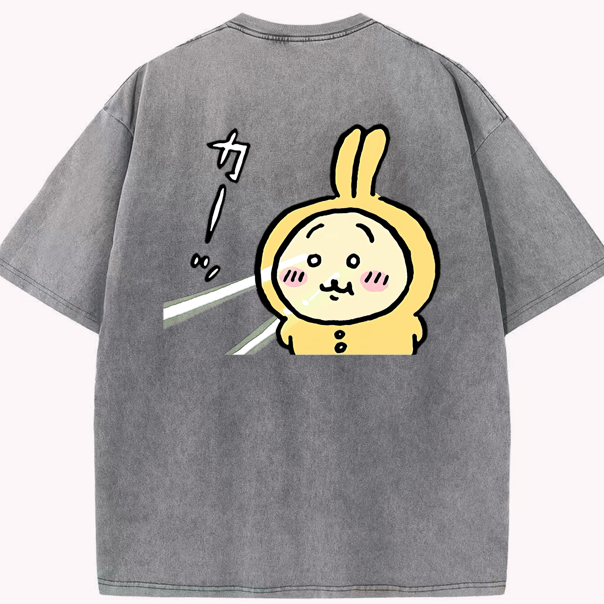 （画像用） ちいかわ うさぎ Chii-kawa usagi 綿100% ヴィンテージ風 半袖Tシャツ（背面プリント）