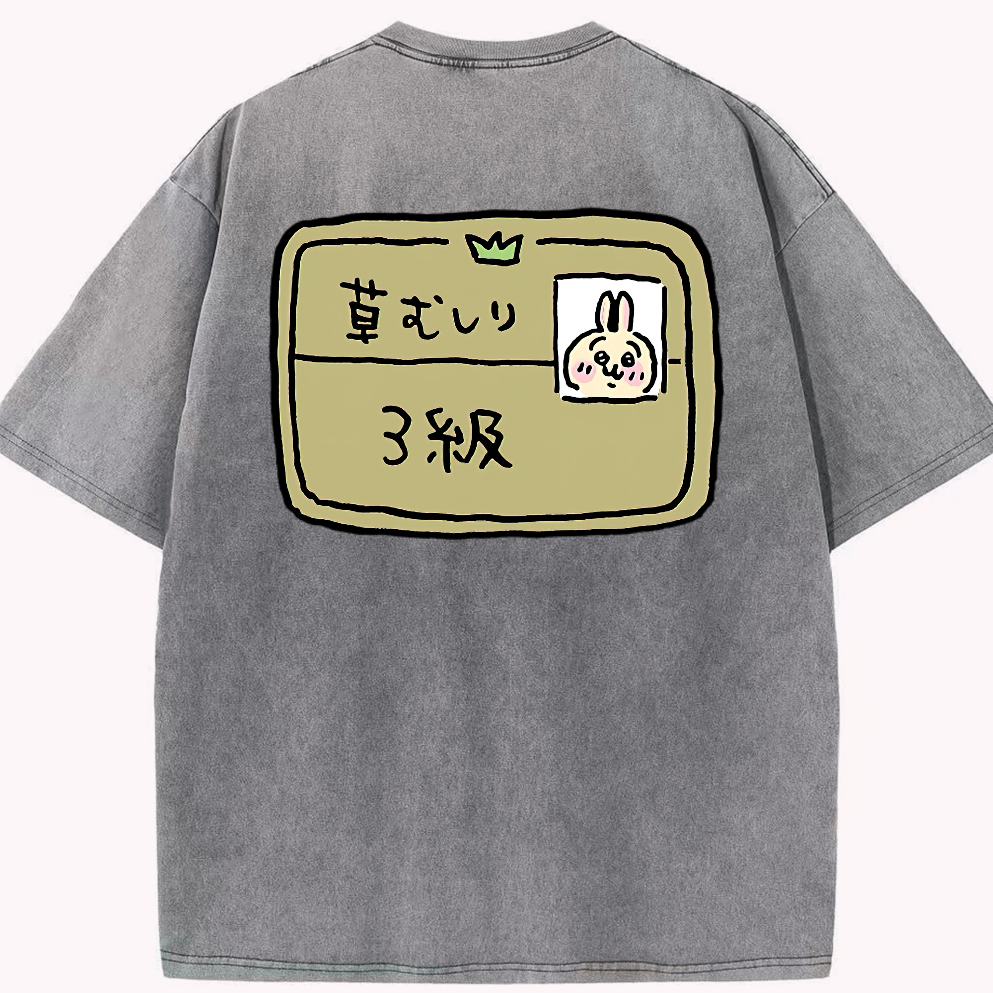 （画像用） ちいかわ うさぎ Chii-kawa usagi 綿100% ヴィンテージ風 半袖Tシャツ（背面プリント）