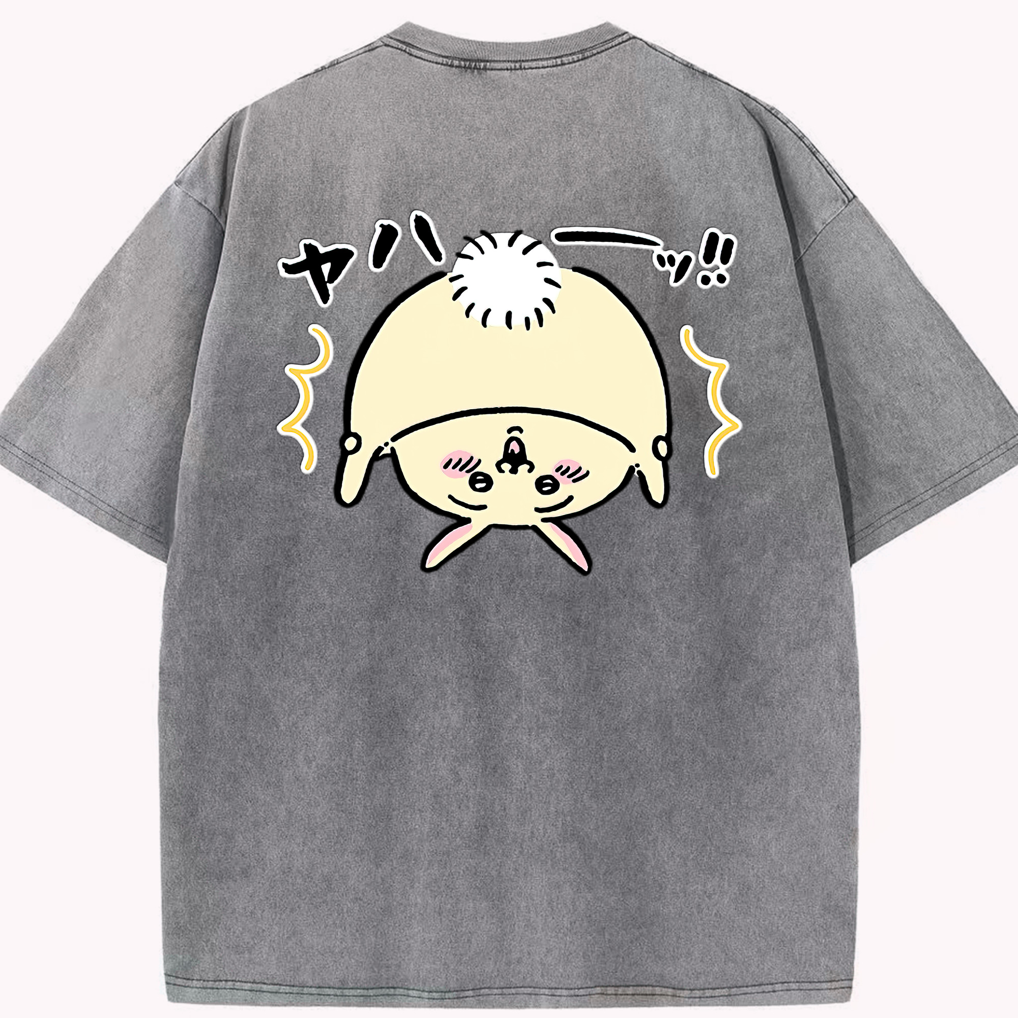 （画像用） ちいかわ うさぎ Chii-kawa usagi 綿100% ヴィンテージ風 半袖Tシャツ（背面プリント）