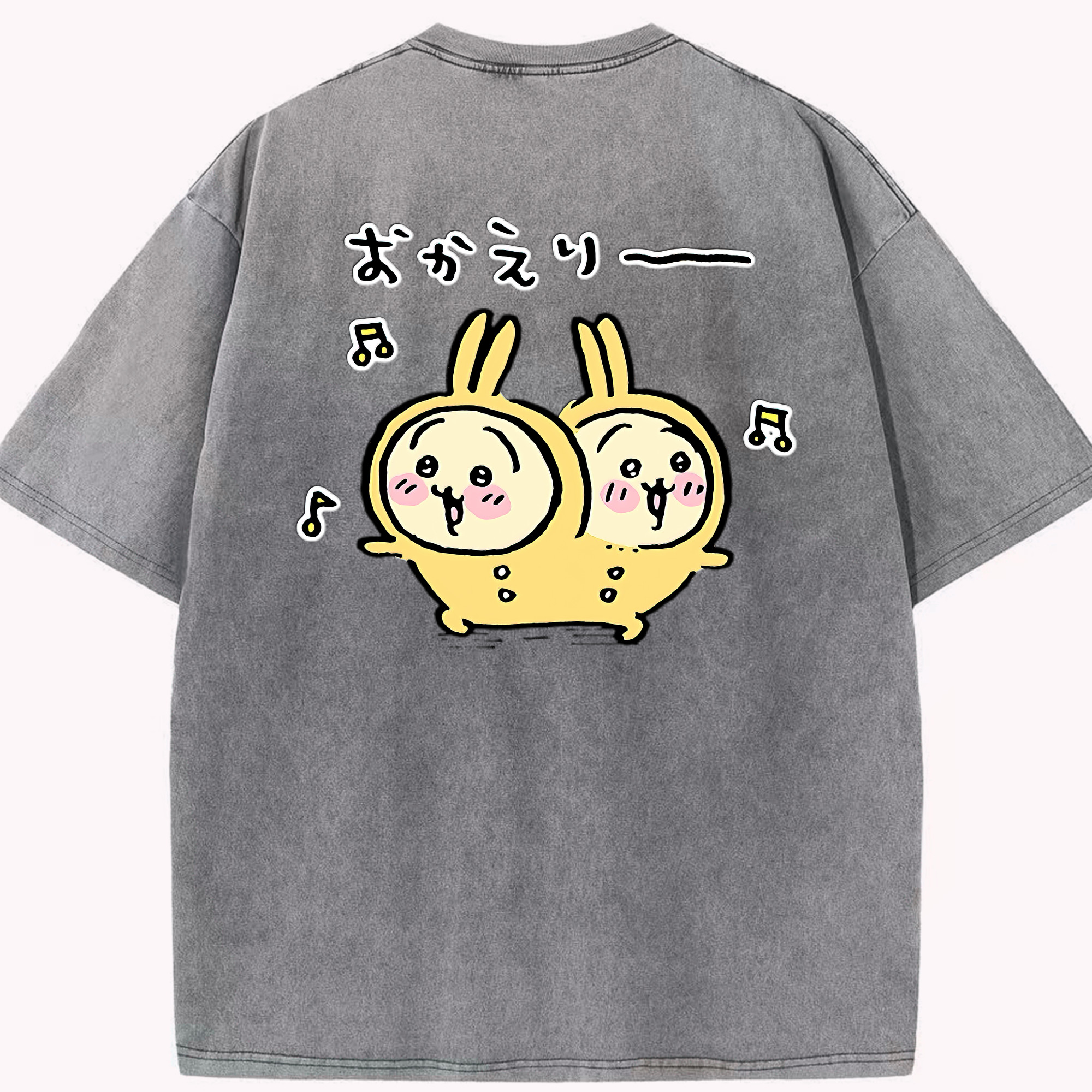（画像用） ちいかわ うさぎ Chii-kawa usagi 綿100% ヴィンテージ風 半袖Tシャツ（背面プリント）