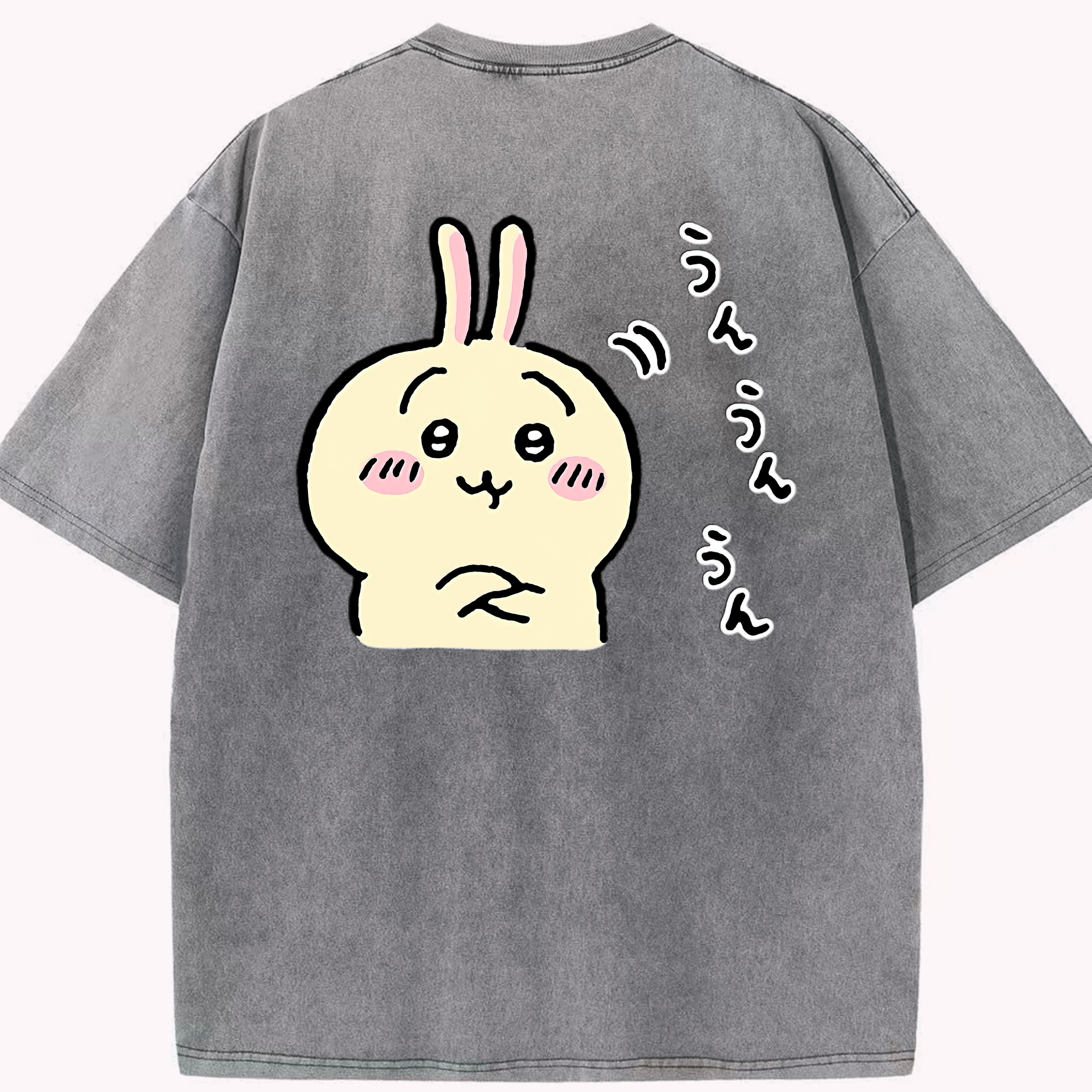 （画像用） ちいかわ うさぎ Chii-kawa usagi 綿100% ヴィンテージ風 半袖Tシャツ（背面プリント）