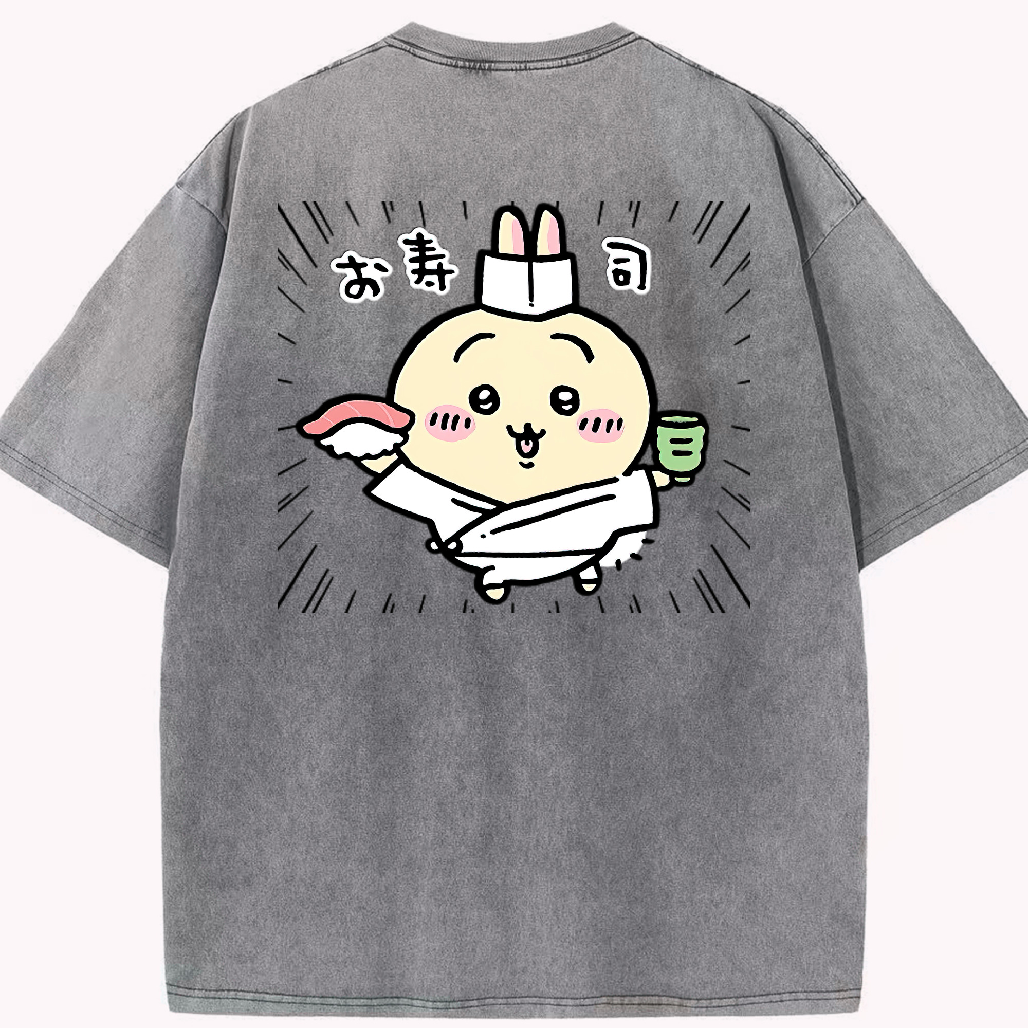 （画像用） ちいかわ うさぎ Chii-kawa usagi 綿100% ヴィンテージ風 半袖Tシャツ（背面プリント）