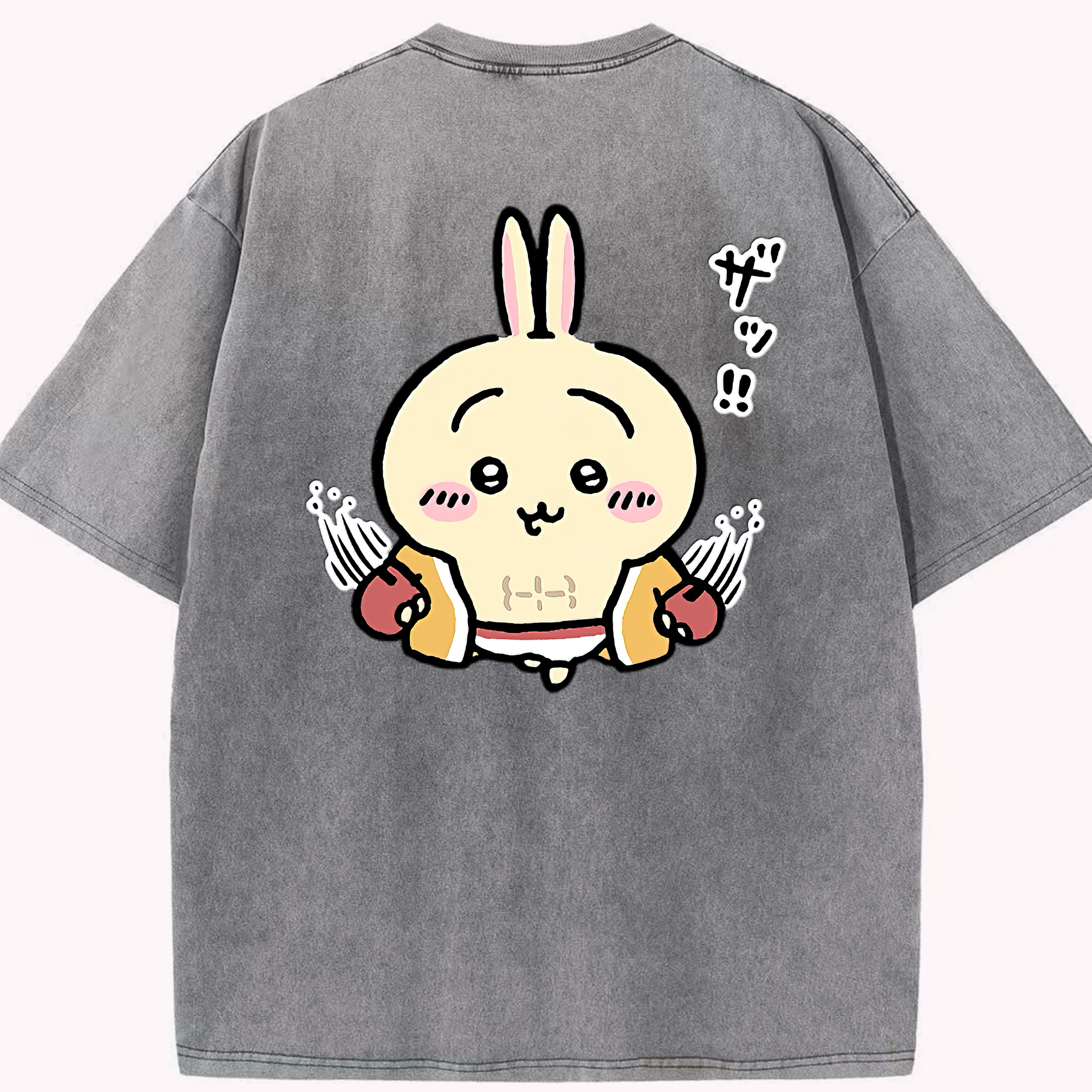 （画像用） ちいかわ うさぎ Chii-kawa usagi 綿100% ヴィンテージ風 半袖Tシャツ（背面プリント）