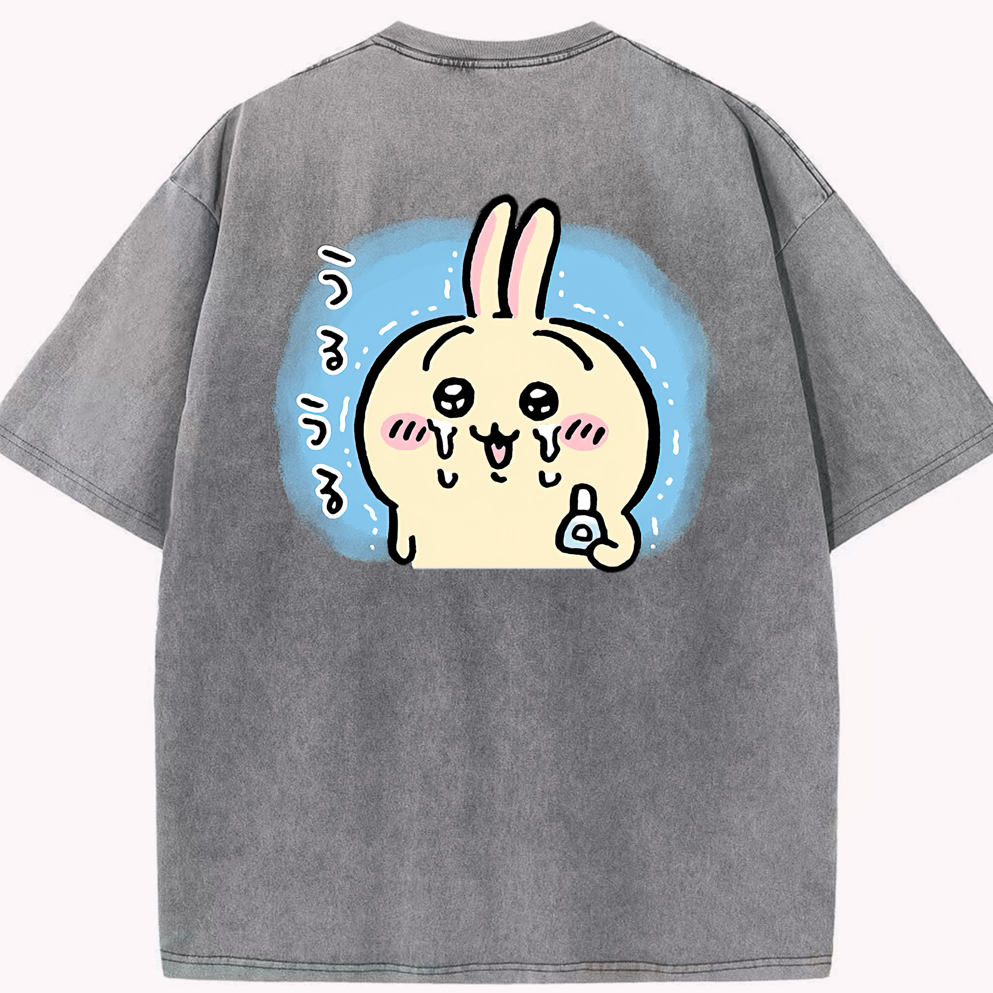 （画像用） ちいかわ うさぎ Chii-kawa usagi 綿100% ヴィンテージ風 半袖Tシャツ（背面プリント）