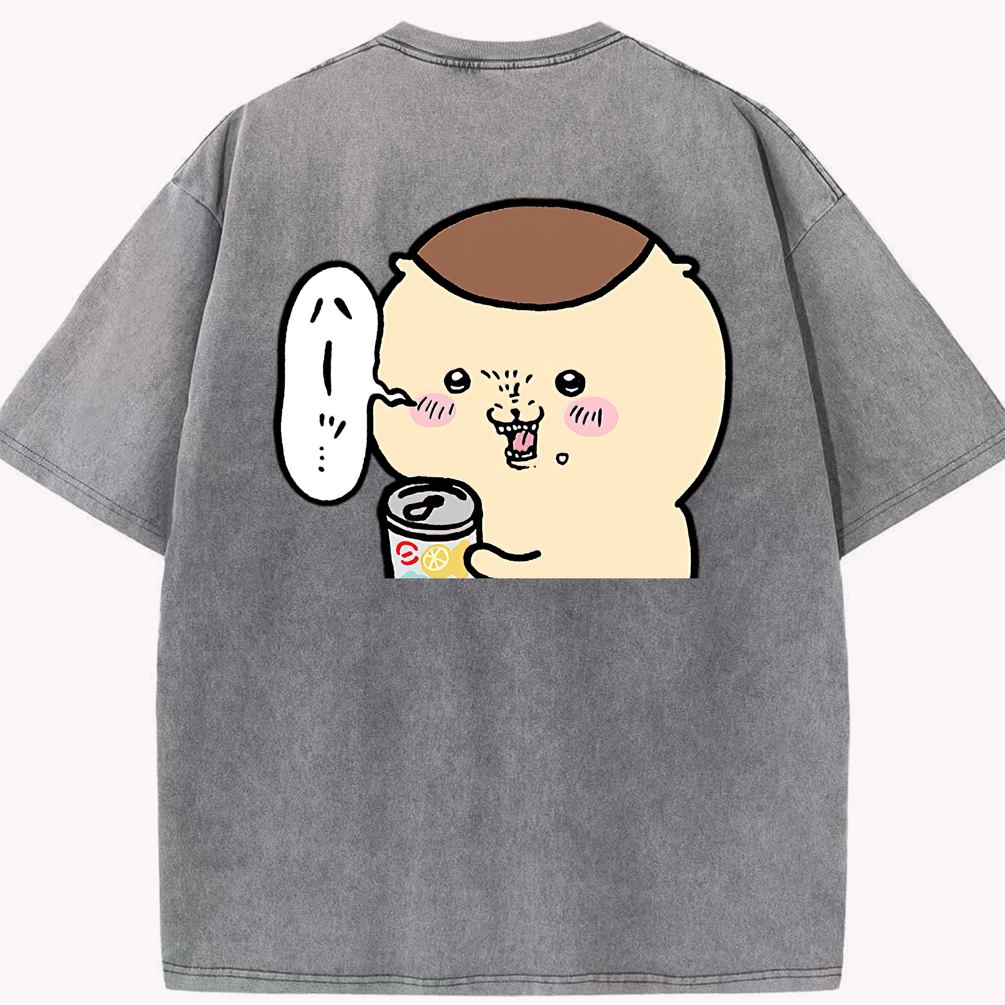 （画像用） ちいかわ くりまんじゅう Chii-kawa kuri manjū 綿100% ヴィンテージ風 半袖Tシャツ（背面プリント）