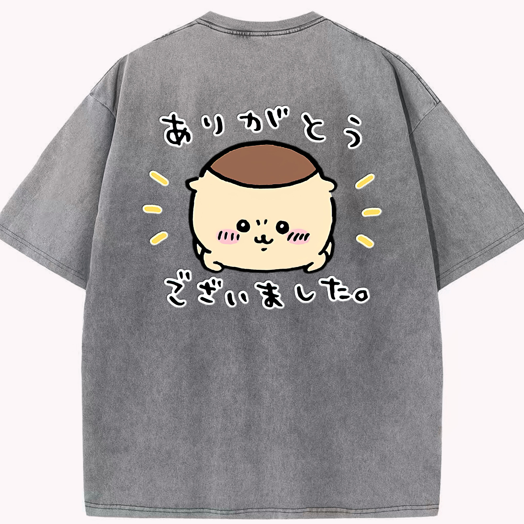 （画像用） ちいかわ くりまんじゅう Chii-kawa kuri manjū 綿100% ヴィンテージ風 半袖Tシャツ（背面プリント）