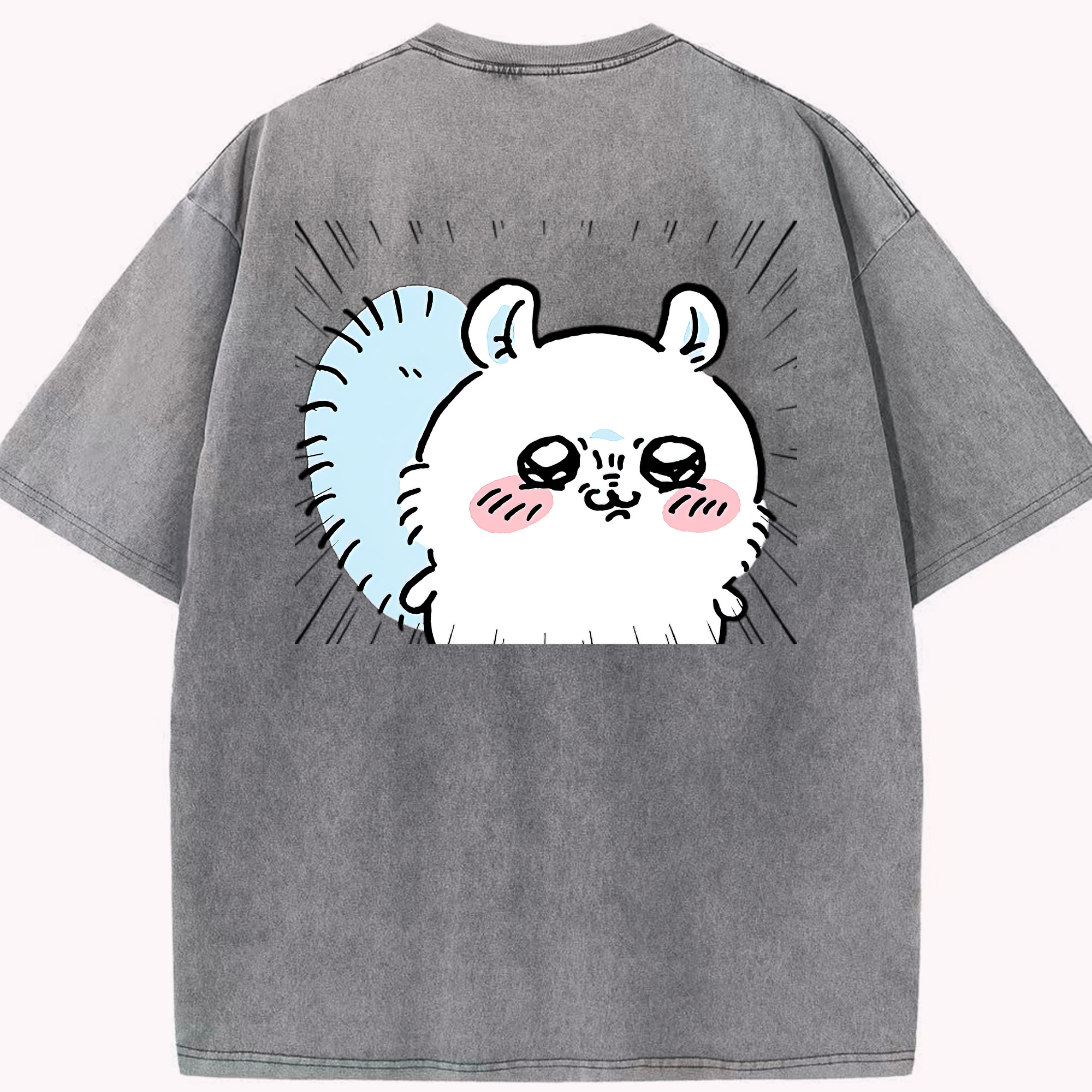 （画像用） ちいかわ モモンガ Chii-kawa Momonga 綿100% ヴィンテージ風 半袖Tシャツ（背面プリント）